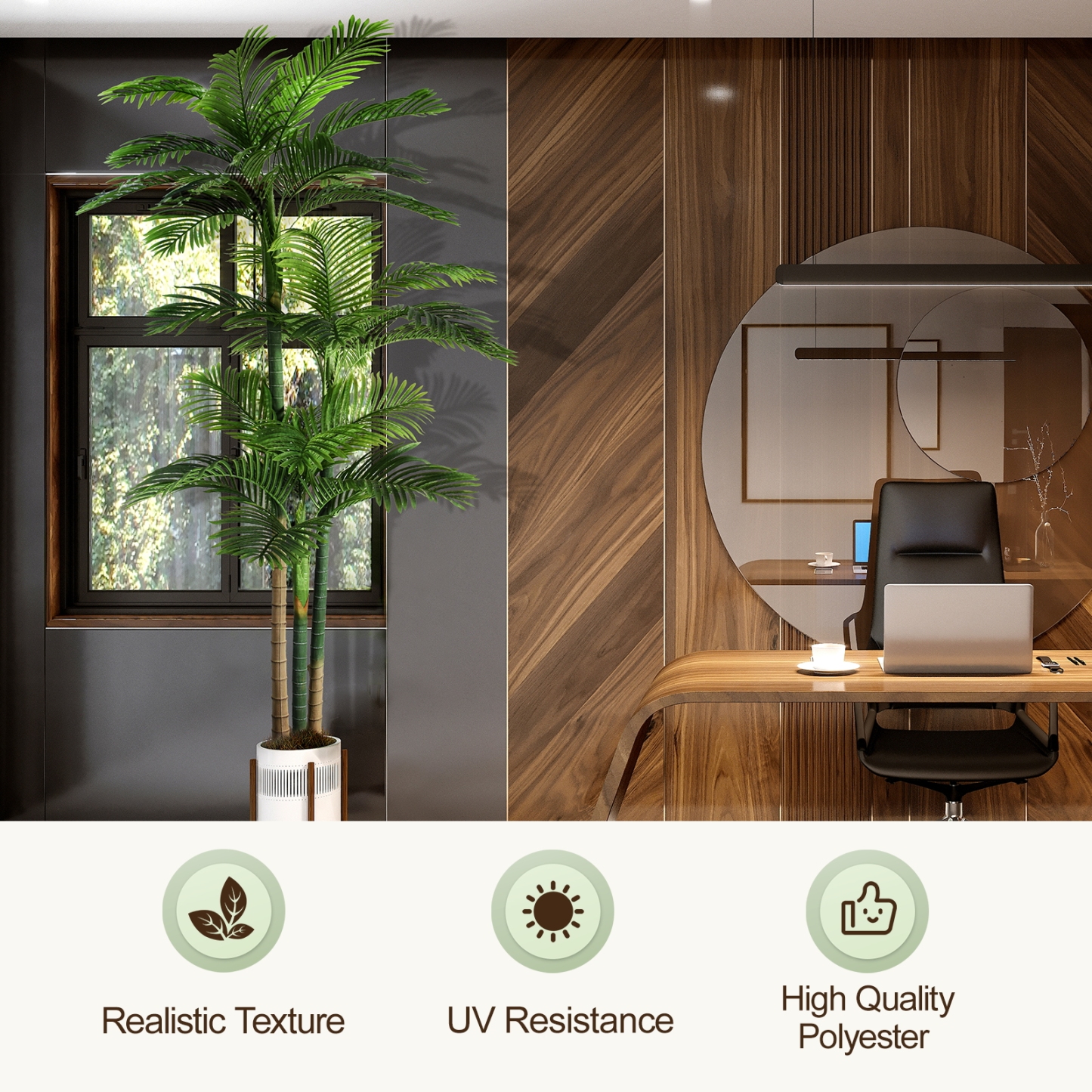 Keeplush 8.5ft Extra Tall Triple Golden Cane Palm Artificial Tree