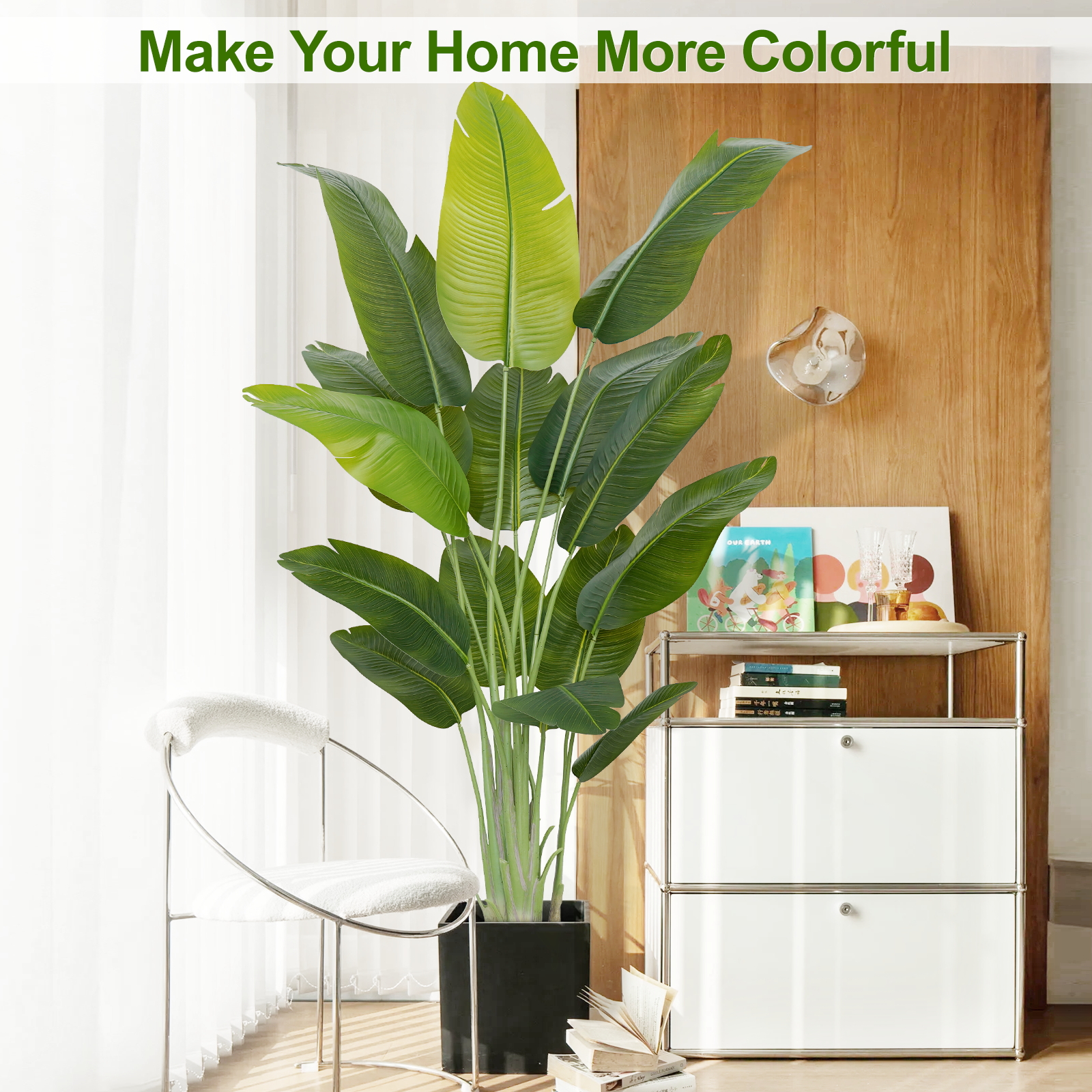 Keeplush Lifelike Bird of Paradise Artificial Plant,6ft Faux Banana Leaf Tree