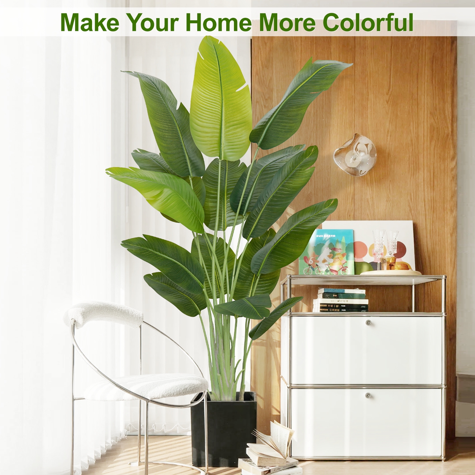 Keeplush Lifelike Bird of Paradise Artificial Plant,6ft Faux Banana Leaf Tree