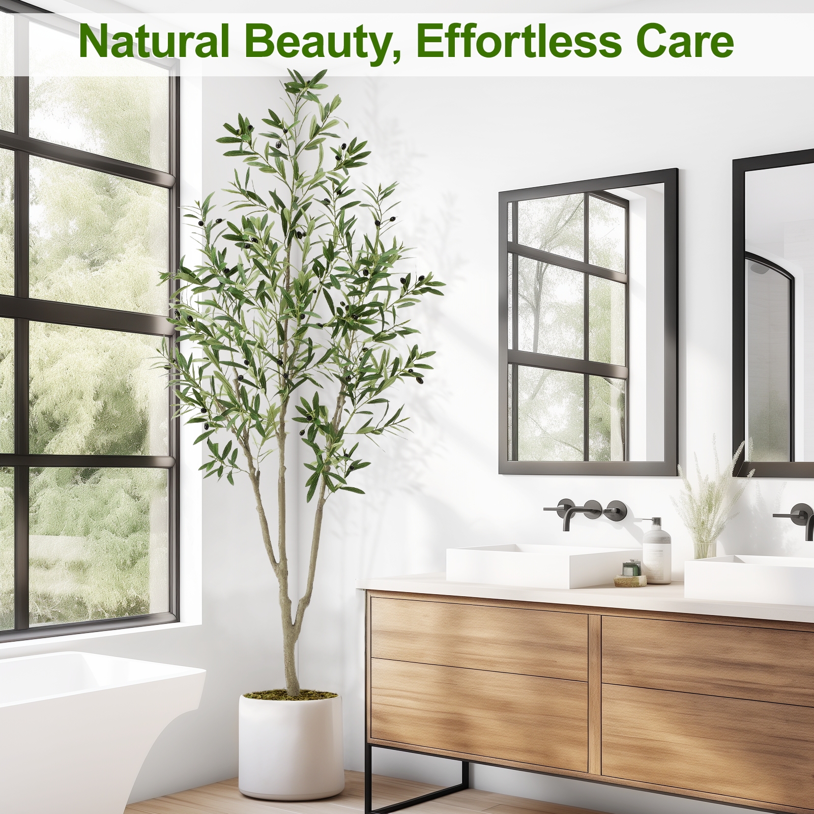 7ft Artificial Olive Tree, Fake Olive Tree with 1008 Lifelike Olive Leaves and 72 Fruits