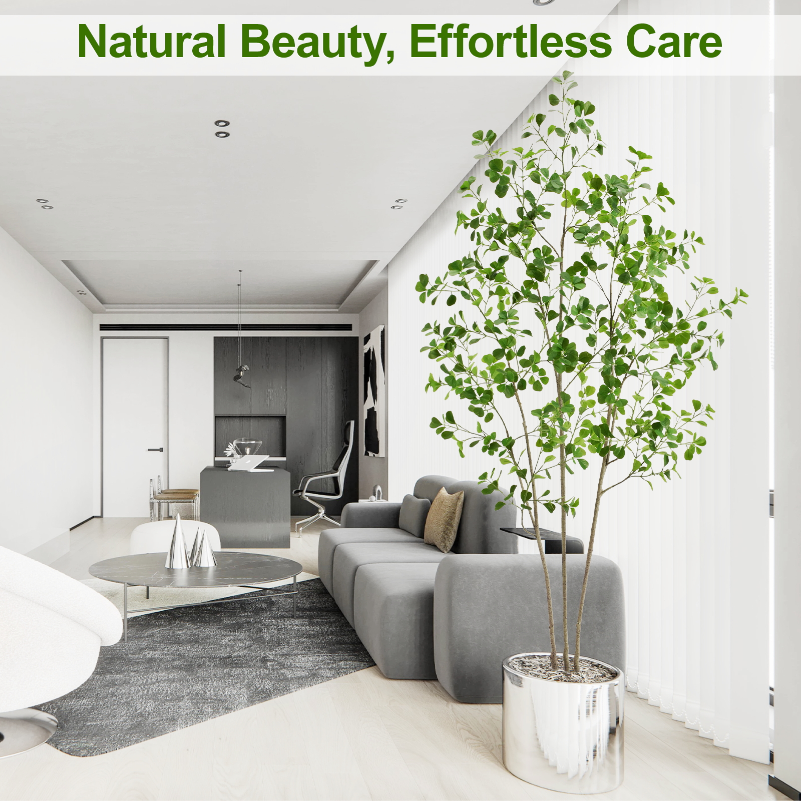 6ft Tall Artificial Ficus Tree(Umbellata), Large Fake Ficus Tree with Lifelike Leaves