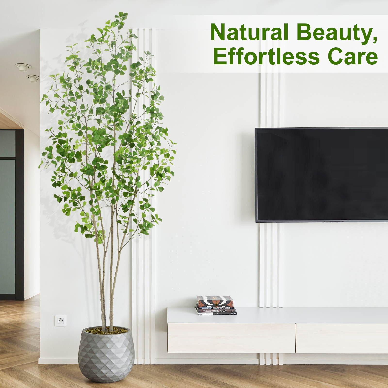 6ft Tall Artificial Ficus Tree(Umbellata), Large Fake Ficus Tree with Lifelike Leaves