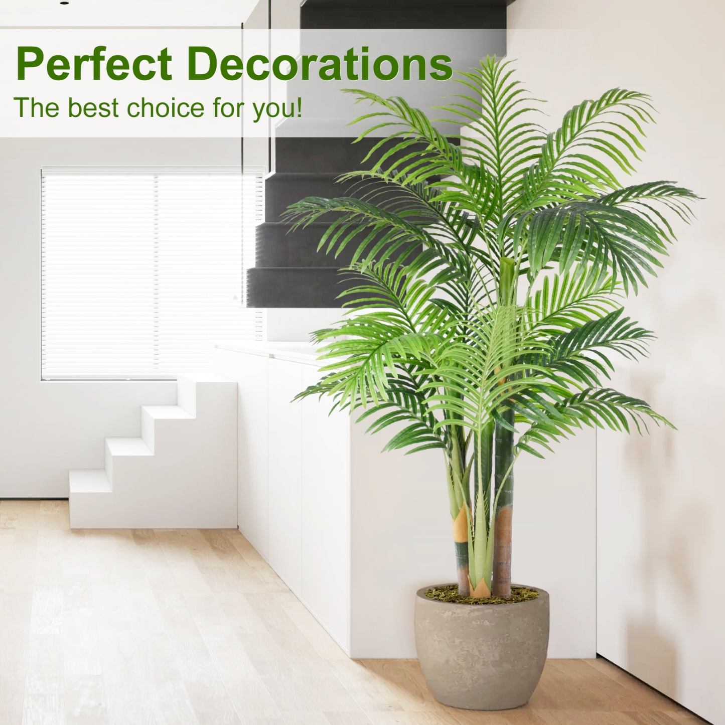 Keeplush 6ft Tall Triple Golden Cane Palm Artificial Tree