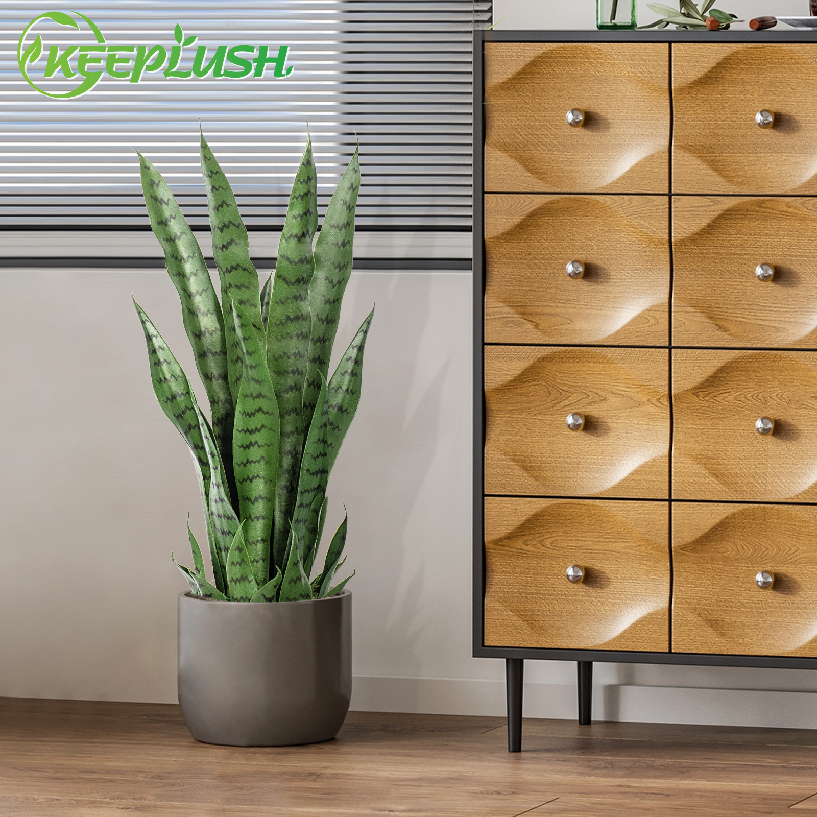 Keeplush Artificial Yellow Snake Plant – Tall Faux Floor Plant for Indoor & Outdoor, Fake Sansevieria Decor