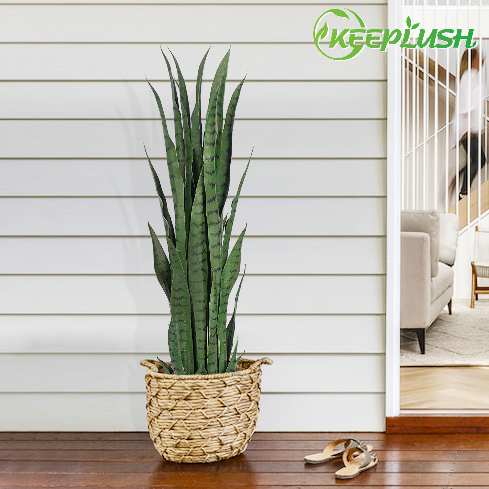 Keeplush Artificial Yellow Snake Plant – Tall Faux Floor Plant for Indoor & Outdoor, Fake Sansevieria Decor