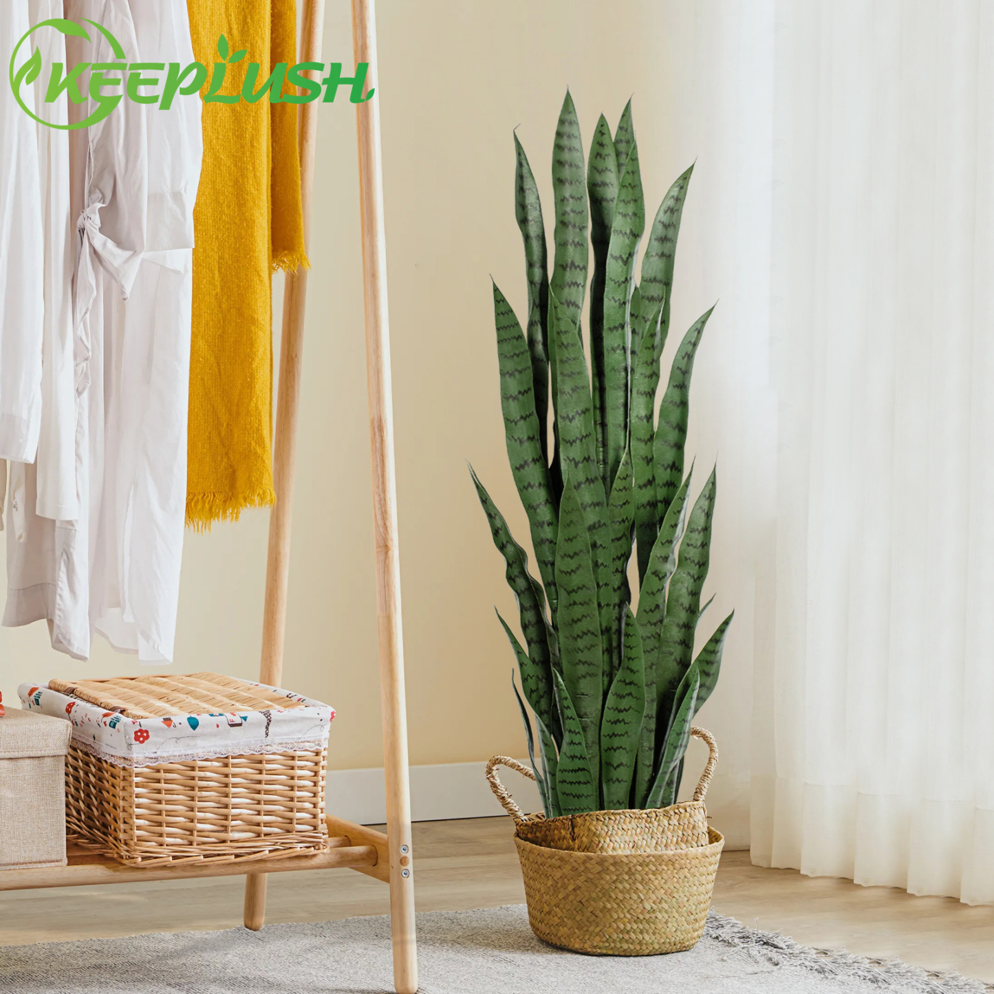 Keeplush Artificial Yellow Snake Plant – Tall Faux Floor Plant for Indoor & Outdoor, Fake Sansevieria Decor