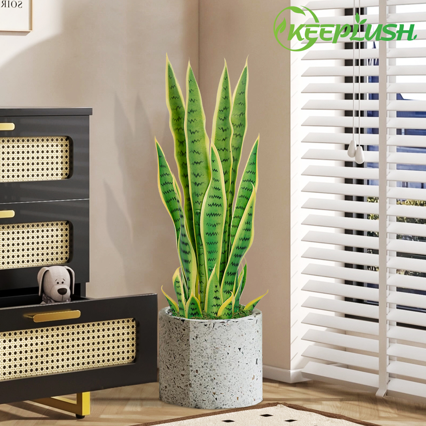 Keeplush Artificial Yellow Snake Plant – Tall Faux Floor Plant for Indoor & Outdoor, Fake Sansevieria Decor