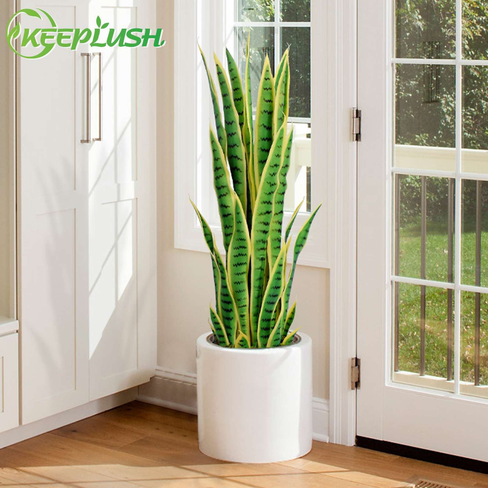 Keeplush Artificial Yellow Snake Plant – Tall Faux Floor Plant for Indoor & Outdoor, Fake Sansevieria Decor