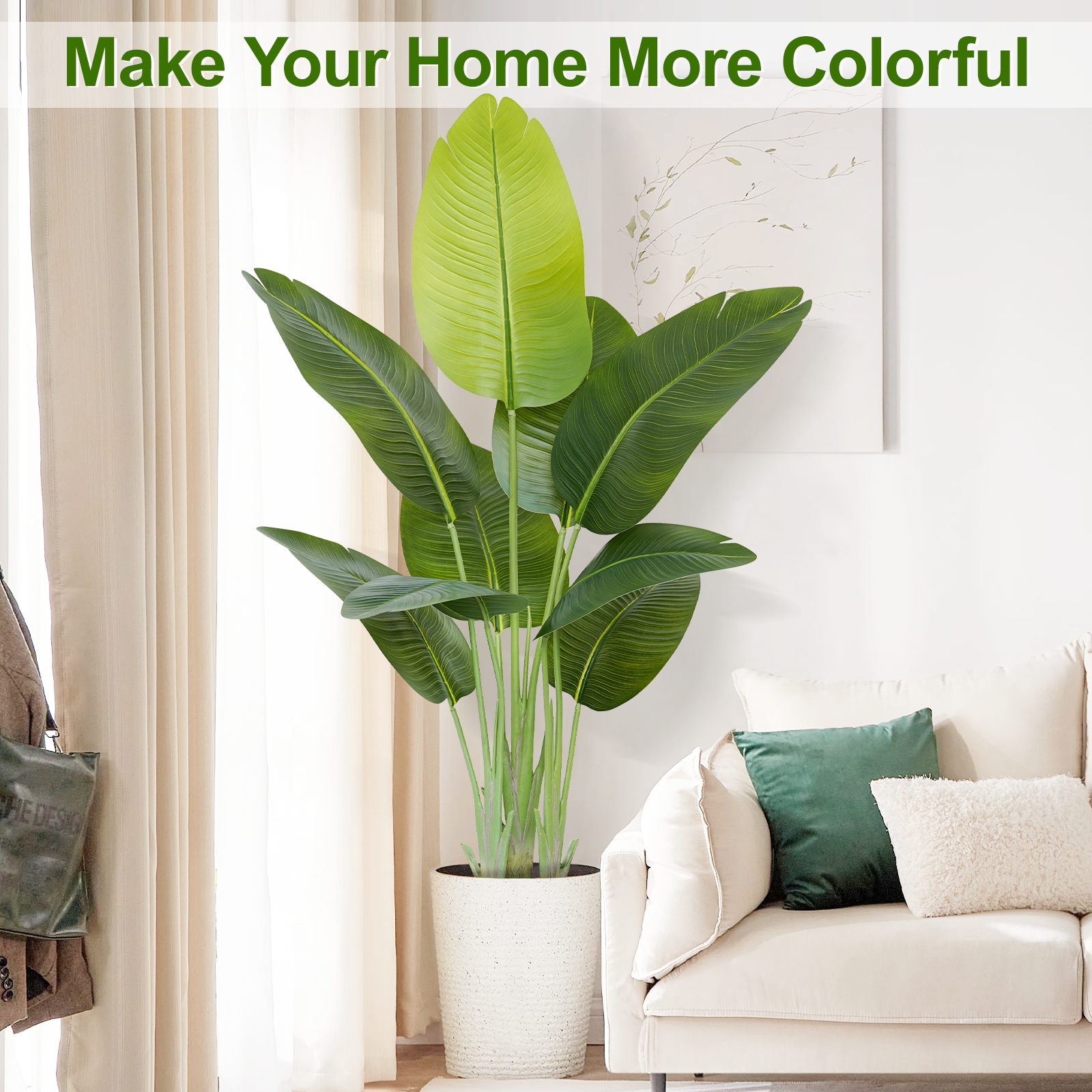 Keeplush Lifelike Bird of Paradise Artificial Plant,6ft Faux Banana Leaf Tree