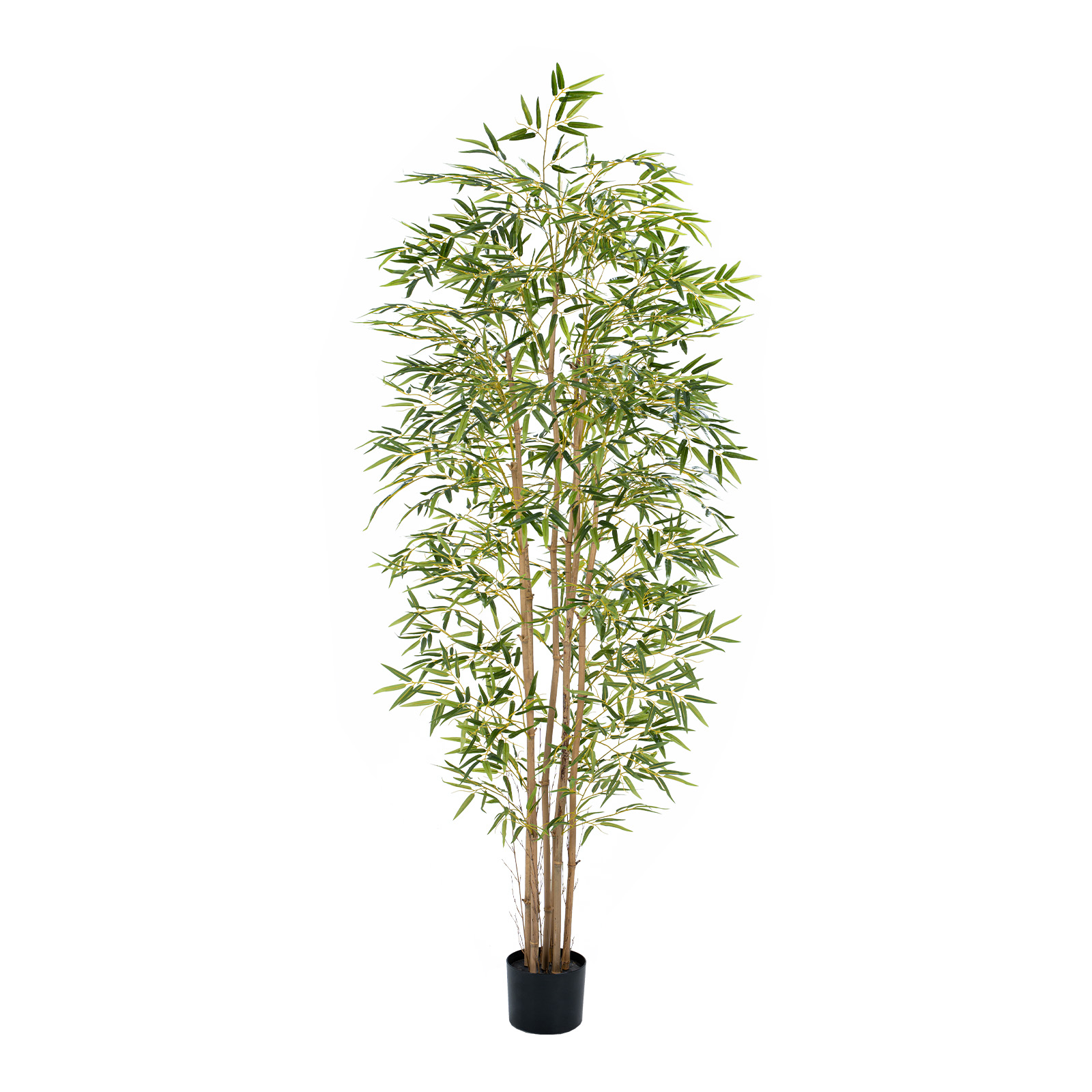 Artificial Bamboo Tree, Fake Bamboo Plant 7FT Tall with 6 Natural Real Bamboo Trunks, Artificial Tree Indoor Decor Faux Silk Tree for Home Office Living Room Modern Decor