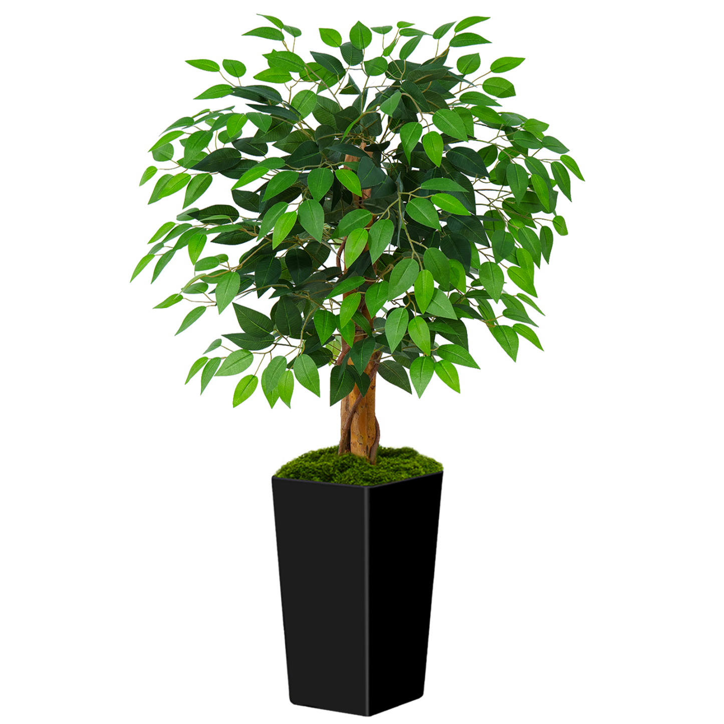Keeplush Ficus Artificial Tree,Tall Lush Faux TreeKeeplush Artificial  Faux Banana Leaf Tree with Tall Planter (4ft,5ft,6ft,7ft optional White & Black) 