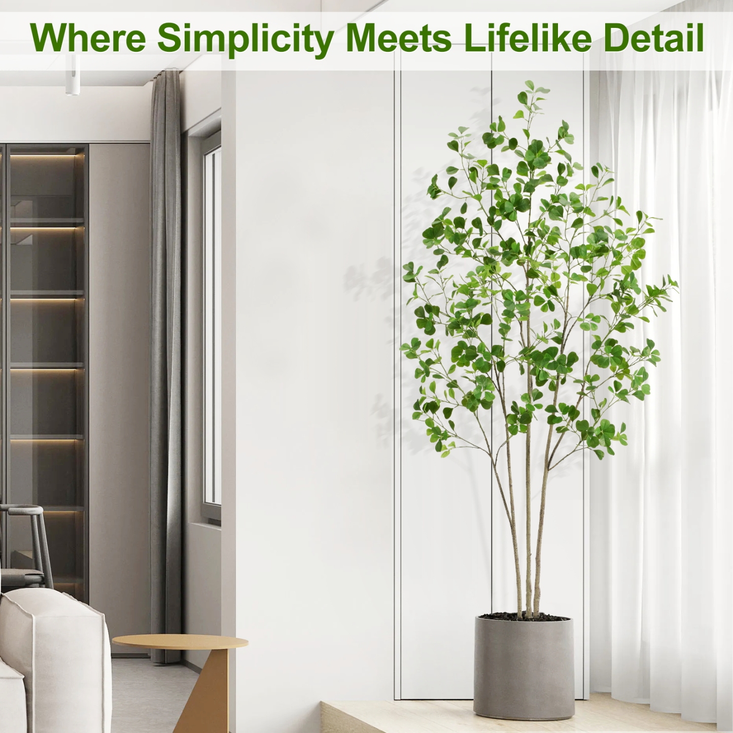 6ft Tall Artificial Ficus Tree(Umbellata), Large Fake Ficus Tree with Lifelike Leaves