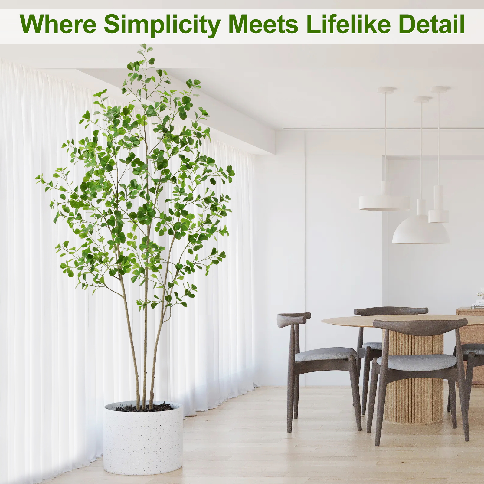 6ft Tall Artificial Ficus Tree(Umbellata), Large Fake Ficus Tree with Lifelike Leaves