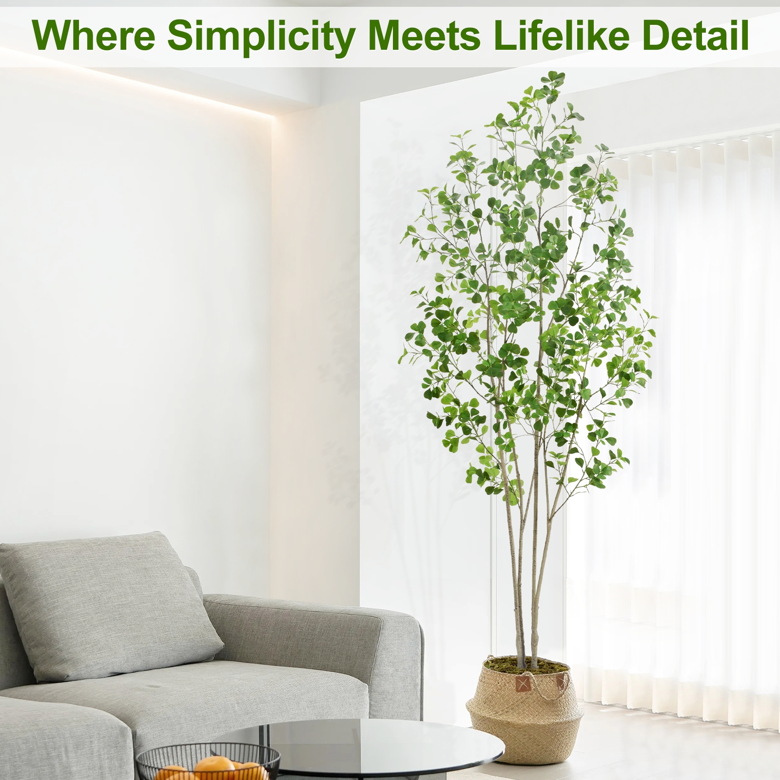 6ft Tall Artificial Ficus Tree(Umbellata), Large Fake Ficus Tree with Lifelike Leaves