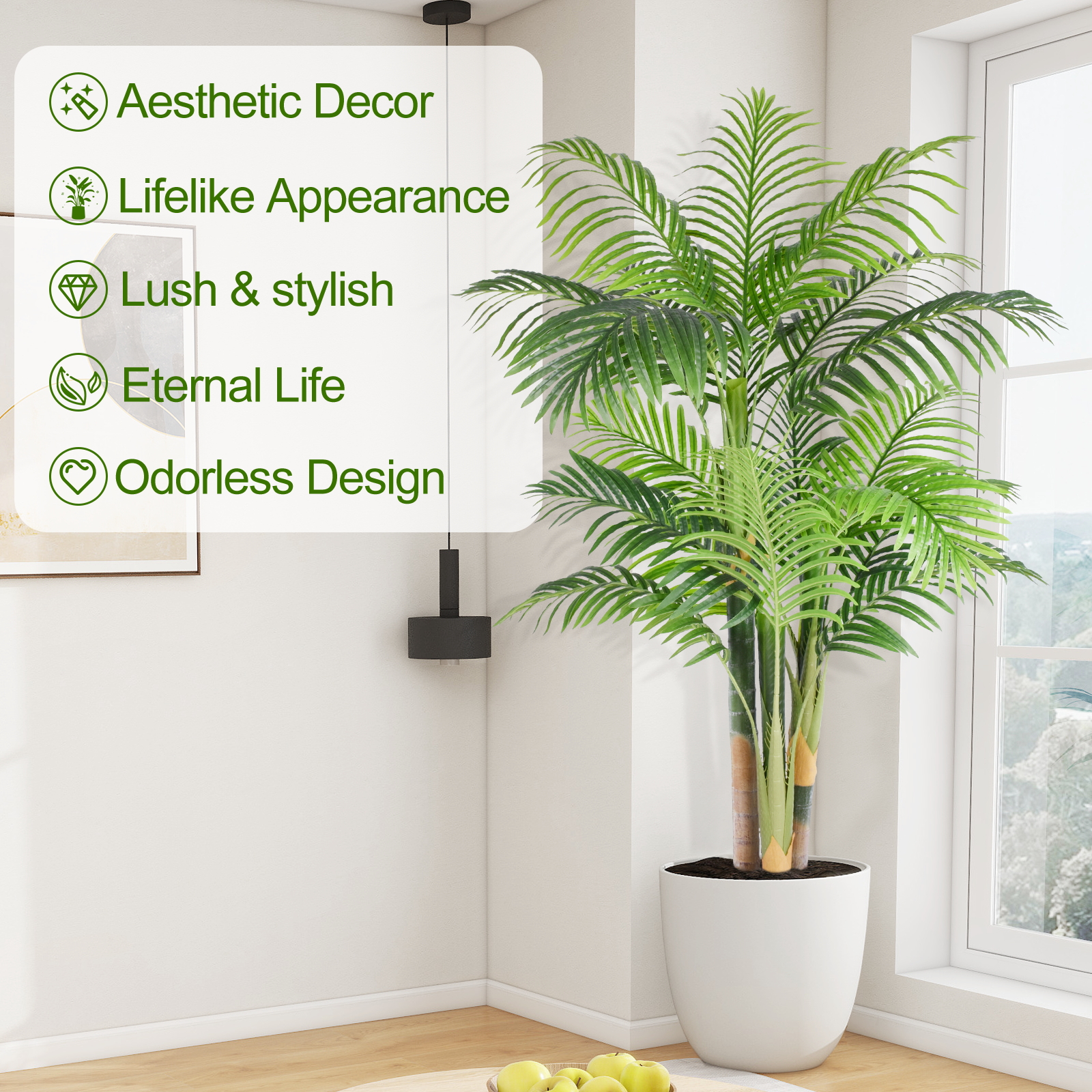 Keeplush 6ft Tall Triple Golden Cane Palm Artificial Tree