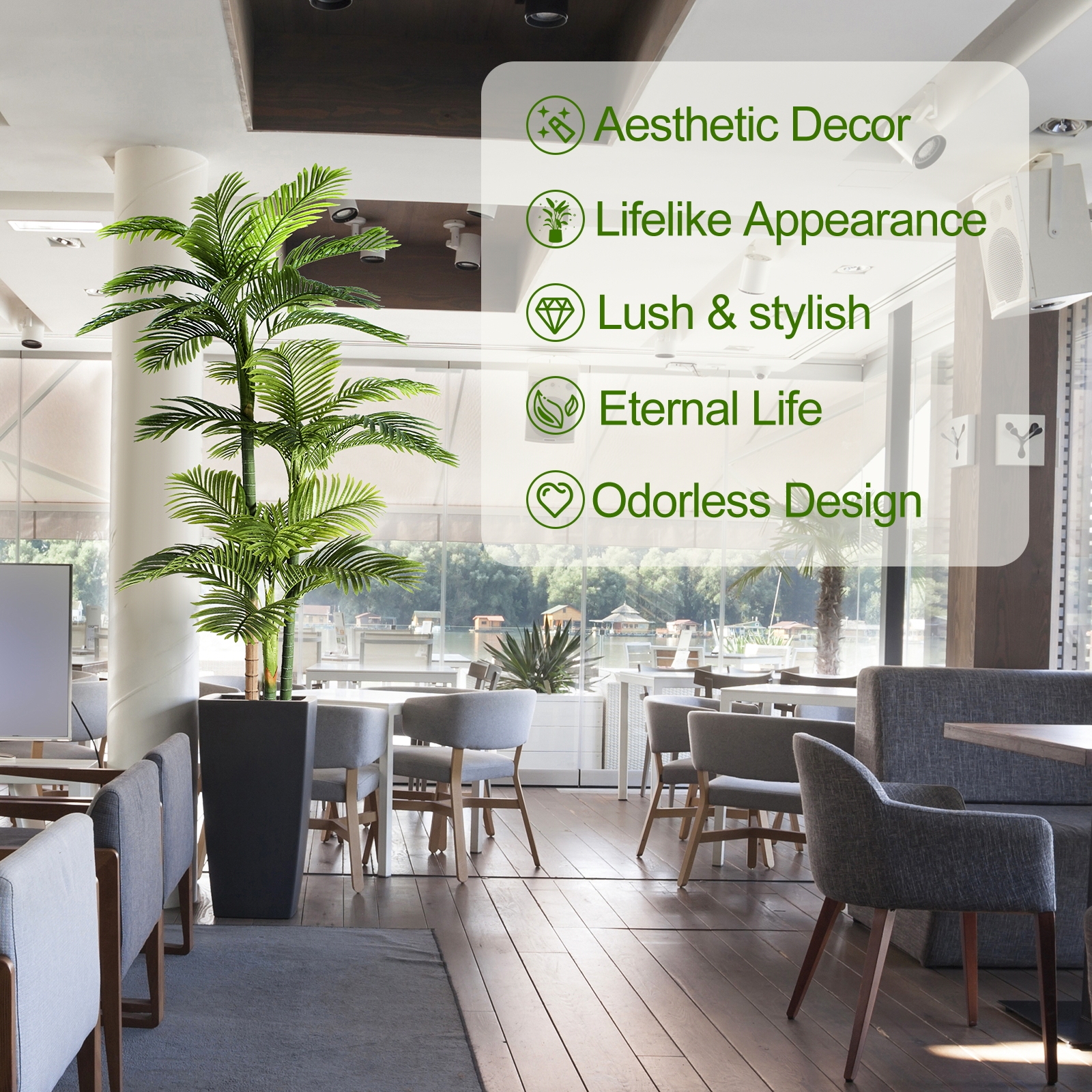 Keeplush 8.5ft Extra Tall Triple Golden Cane Palm Artificial Tree