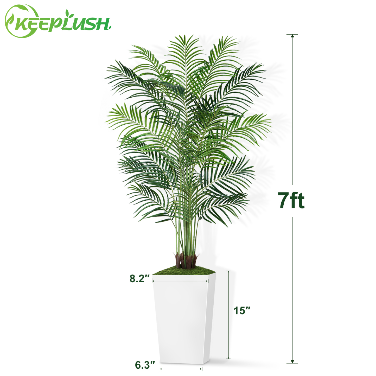 Keeplush Artificial Palm Tree with Planter – Tall Fake Tropical Areca Palm Tree (5ft,6ft,7ft optional White & Black) 