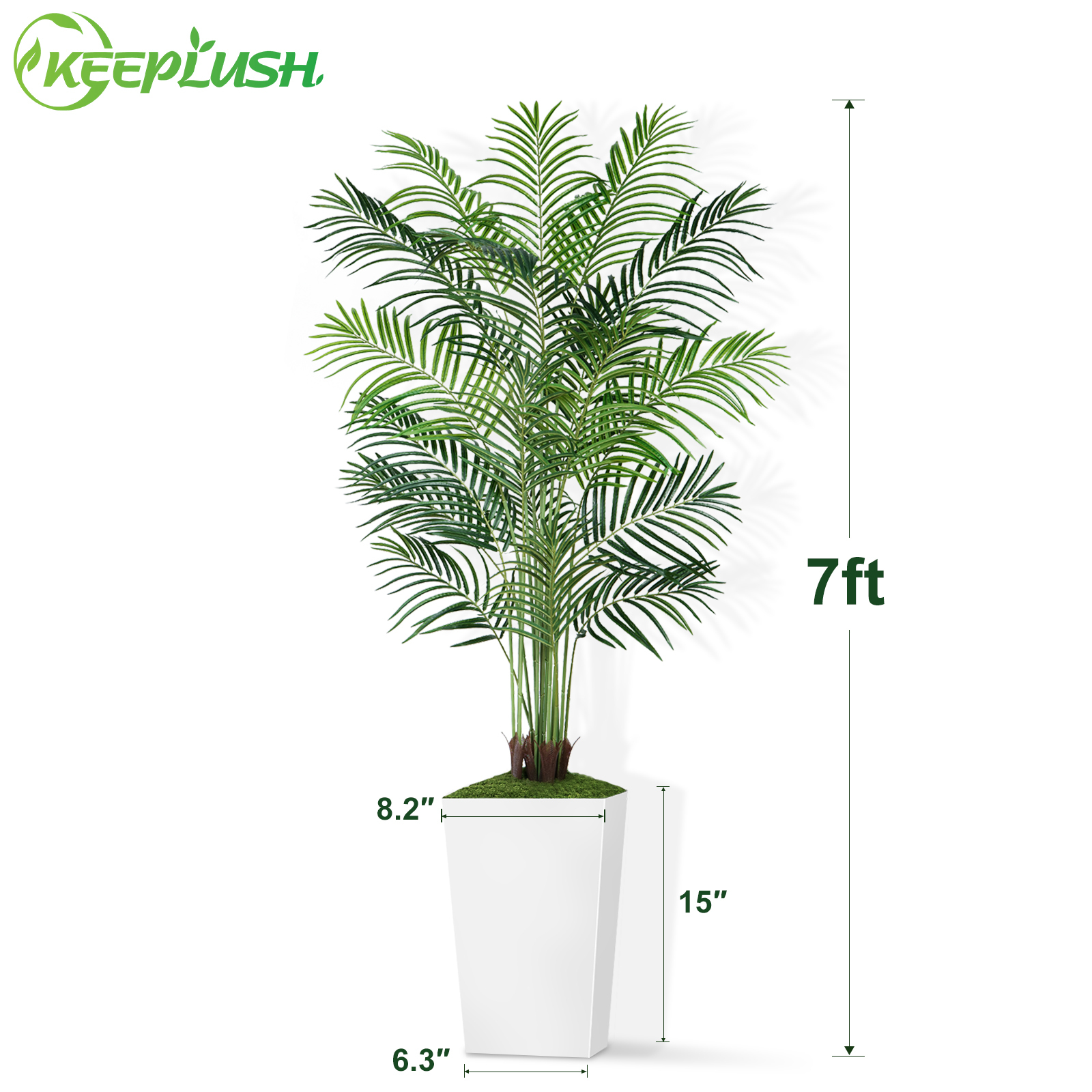 Keeplush Artificial Palm Tree with Planter – Tall Fake Tropical Areca Palm Tree (5ft,6ft,7ft optional White & Black) 