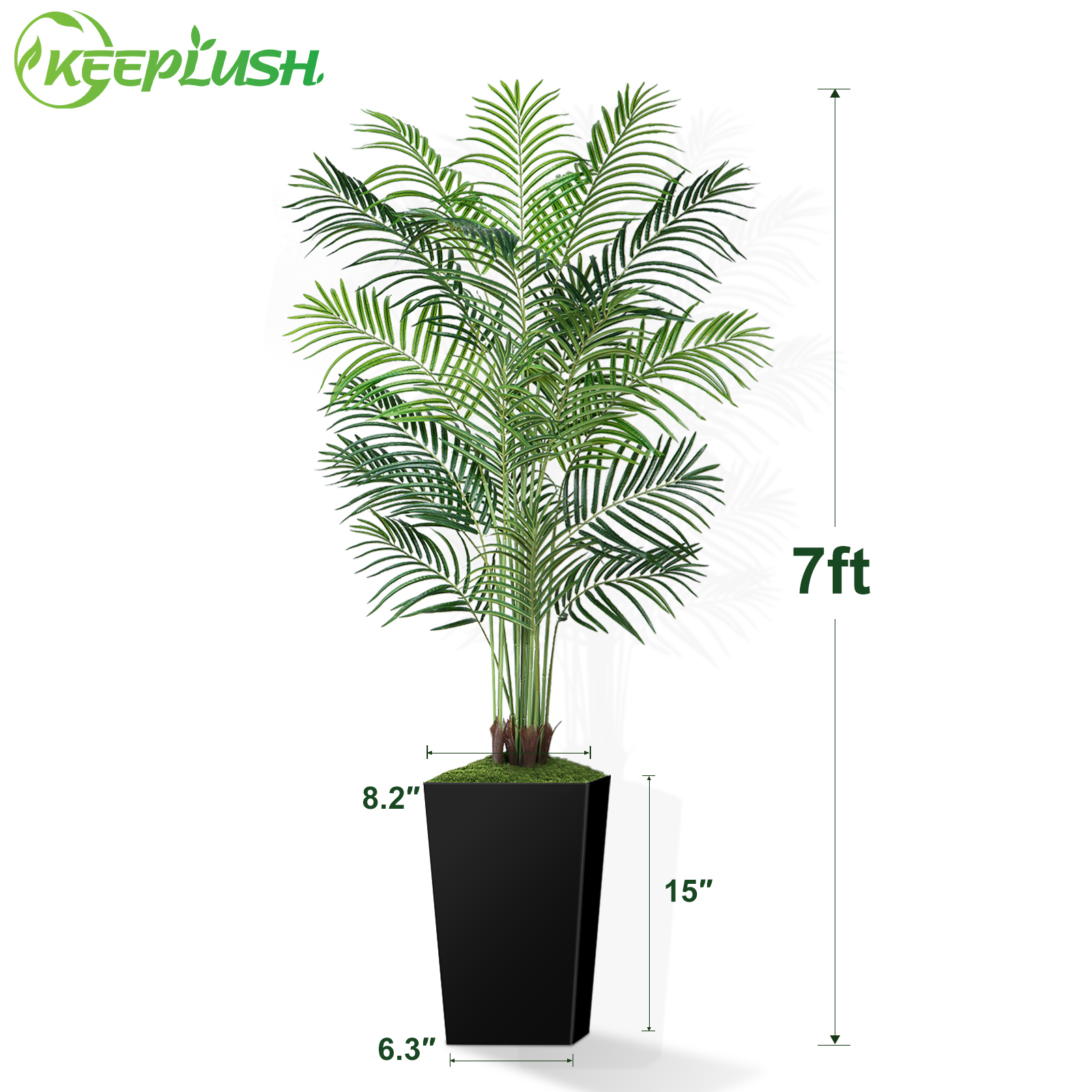 Keeplush Artificial Palm Tree with Planter – Tall Fake Tropical Areca Palm Tree (5ft,6ft,7ft optional White & Black) 