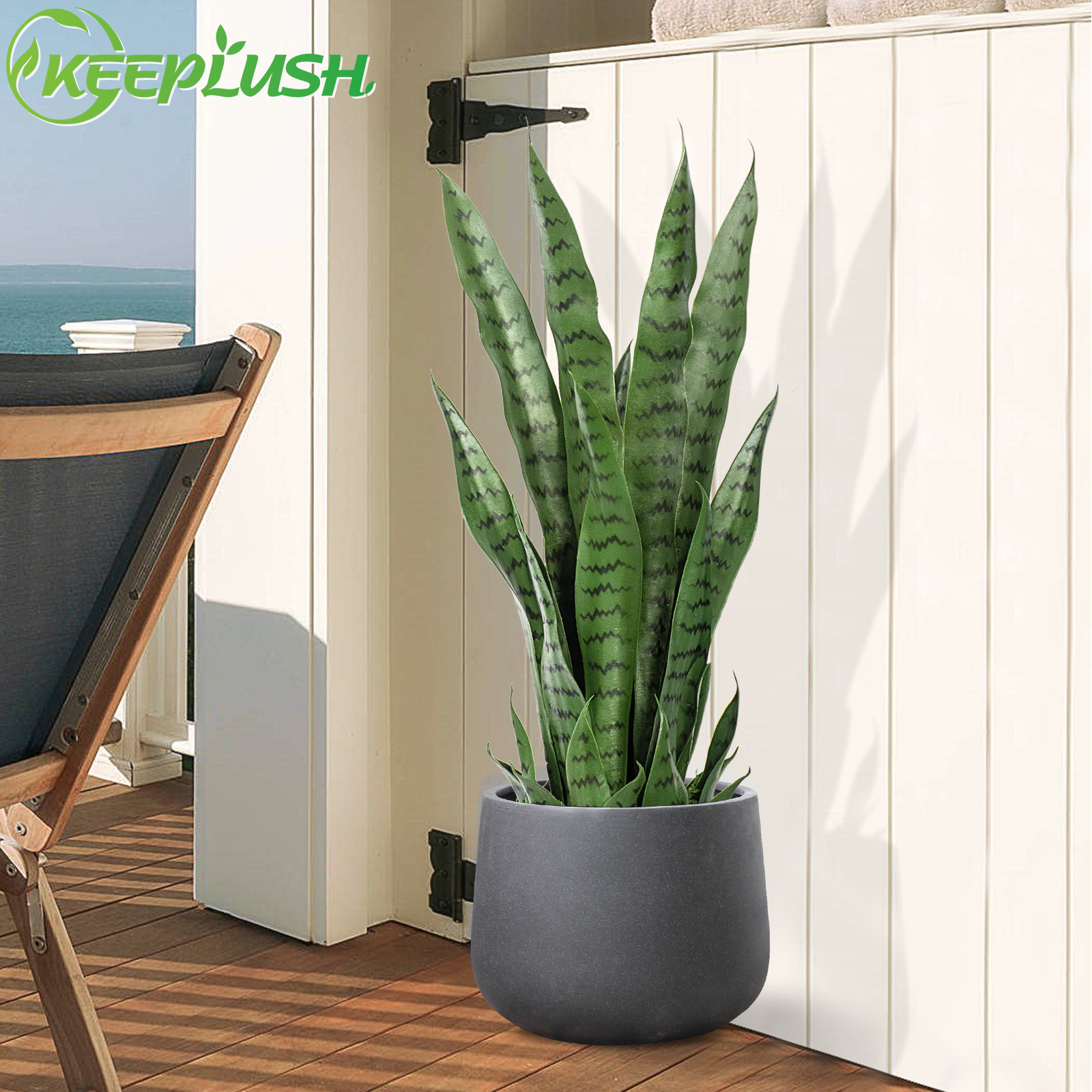 Keeplush Artificial Yellow Snake Plant – Tall Faux Floor Plant for Indoor & Outdoor, Fake Sansevieria Decor