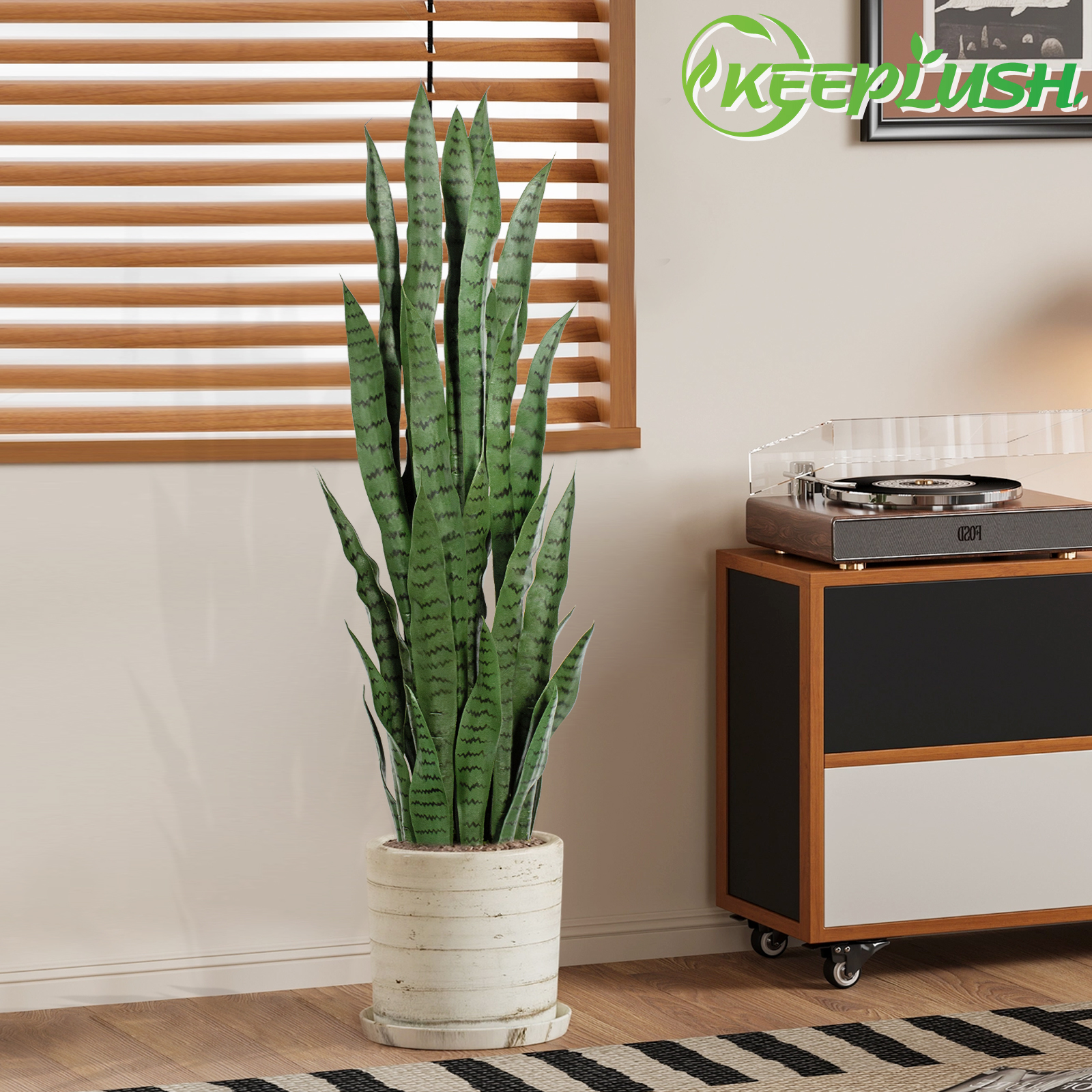 Keeplush Artificial Yellow Snake Plant – Tall Faux Floor Plant for Indoor & Outdoor, Fake Sansevieria Decor