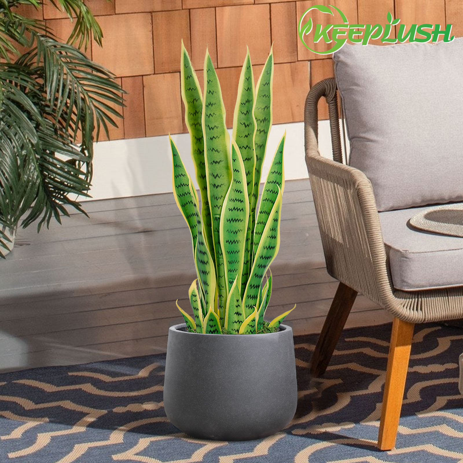 Keeplush Artificial Yellow Snake Plant – Tall Faux Floor Plant for Indoor & Outdoor, Fake Sansevieria Decor