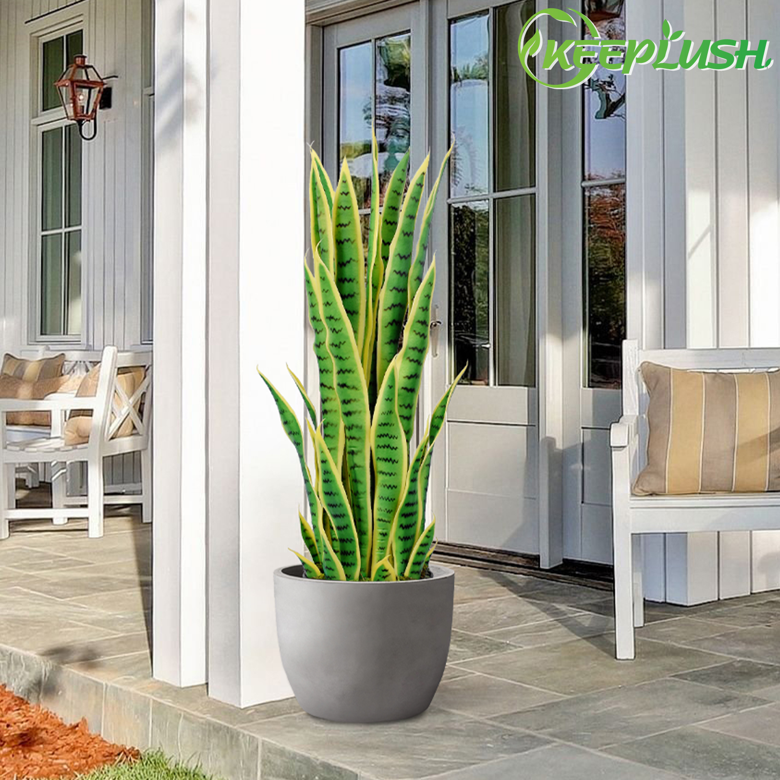 Keeplush Artificial Yellow Snake Plant – Tall Faux Floor Plant for Indoor & Outdoor, Fake Sansevieria Decor