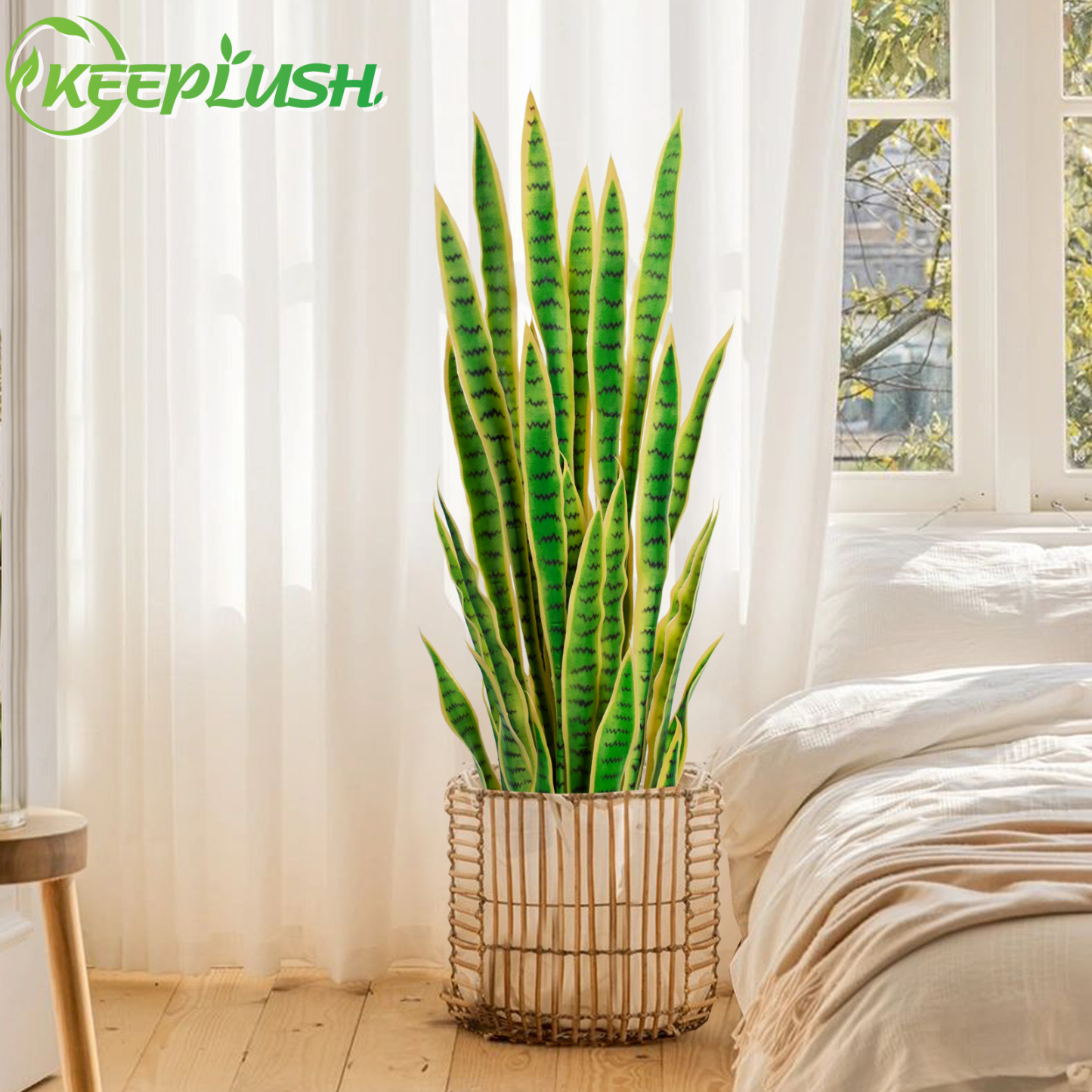 Keeplush Artificial Yellow Snake Plant – Tall Faux Floor Plant for Indoor & Outdoor, Fake Sansevieria Decor