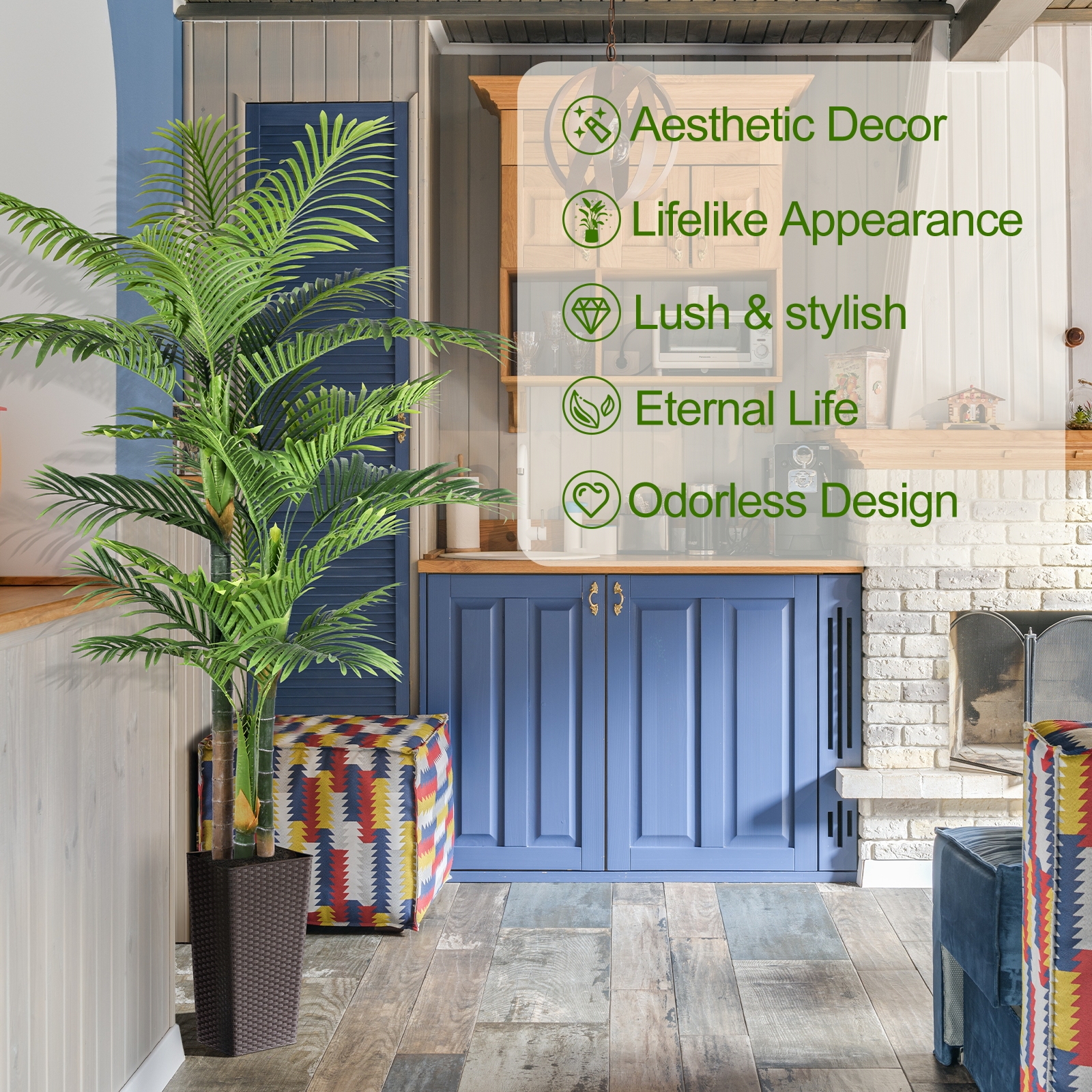 Keeplush 6ft Tall Triple Golden Cane Palm Artificial Tree