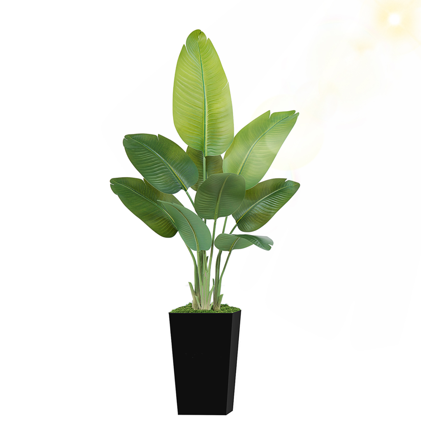KeeArtificial Plant 7ft Faux Banana Leaf Tree with White Tall Planter 