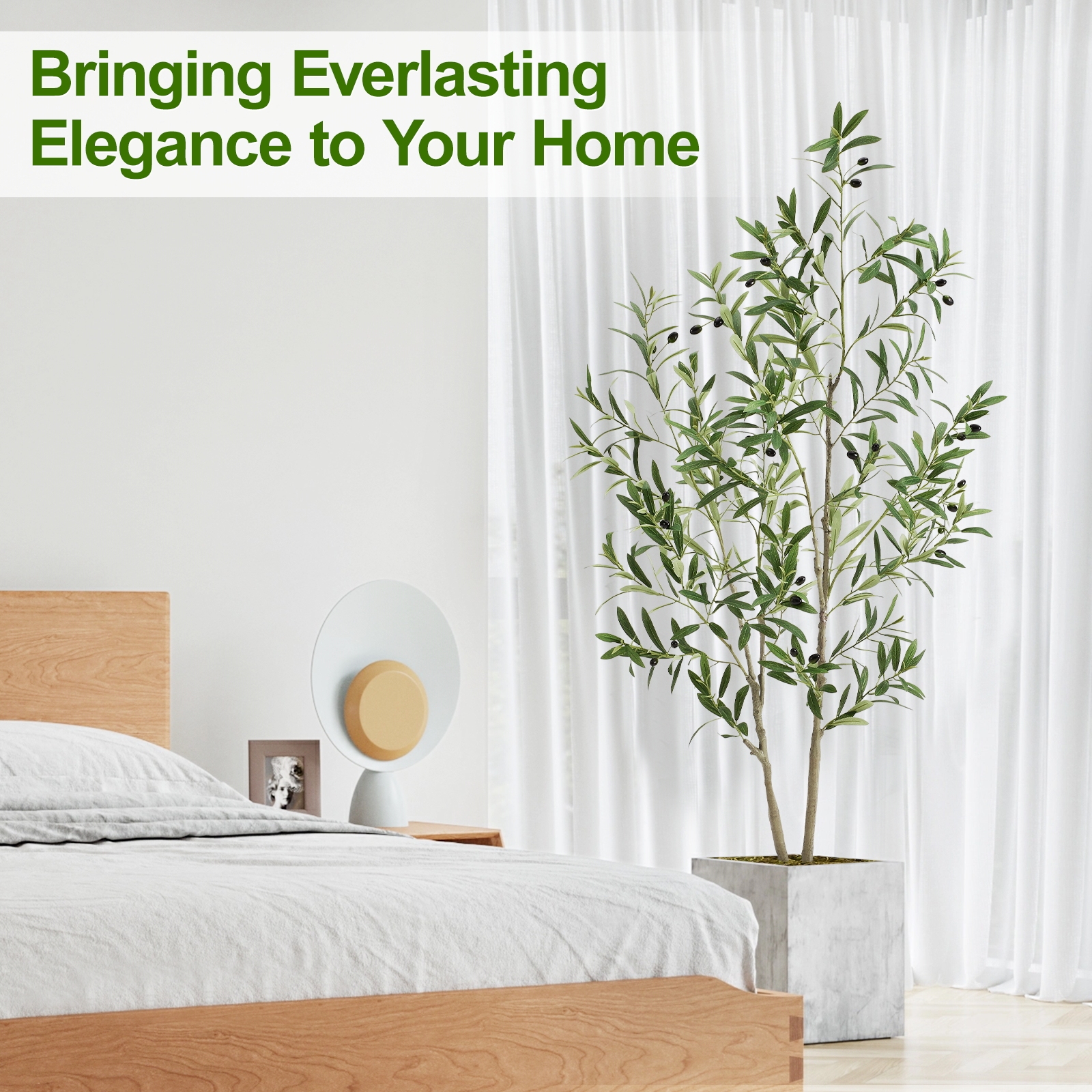 7ft Artificial Olive Tree, Fake Olive Tree with 1008 Lifelike Olive Leaves and 72 Fruits