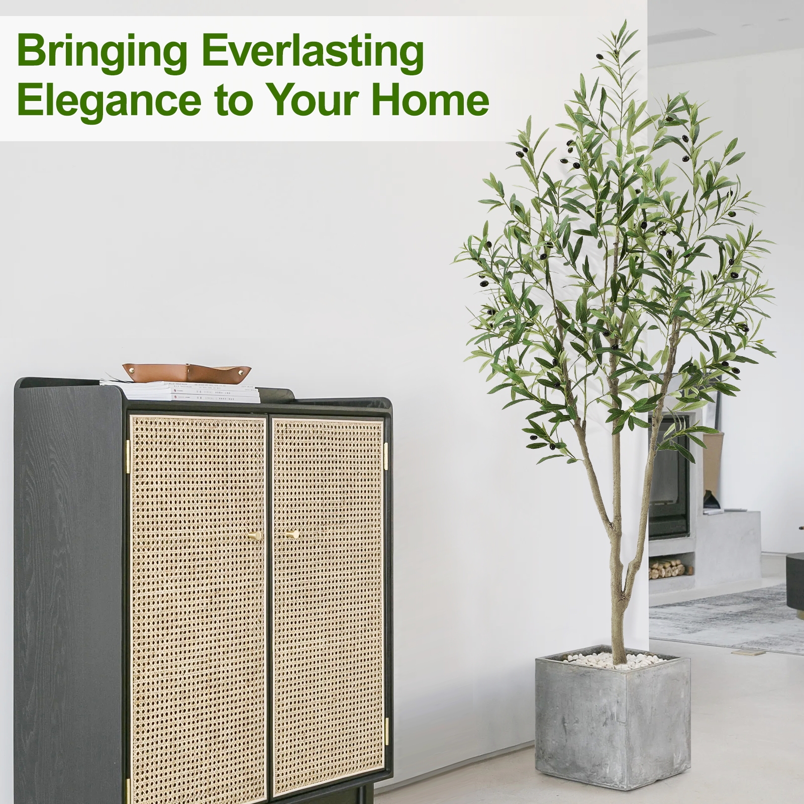 7ft Artificial Olive Tree, Fake Olive Tree with 1008 Lifelike Olive Leaves and 72 Fruits