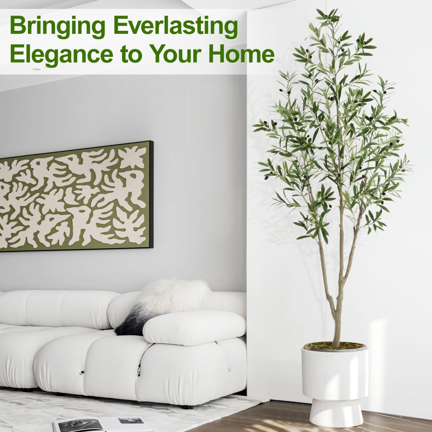 7ft Artificial Olive Tree, Fake Olive Tree with 1008 Lifelike Olive Leaves and 72 Fruits