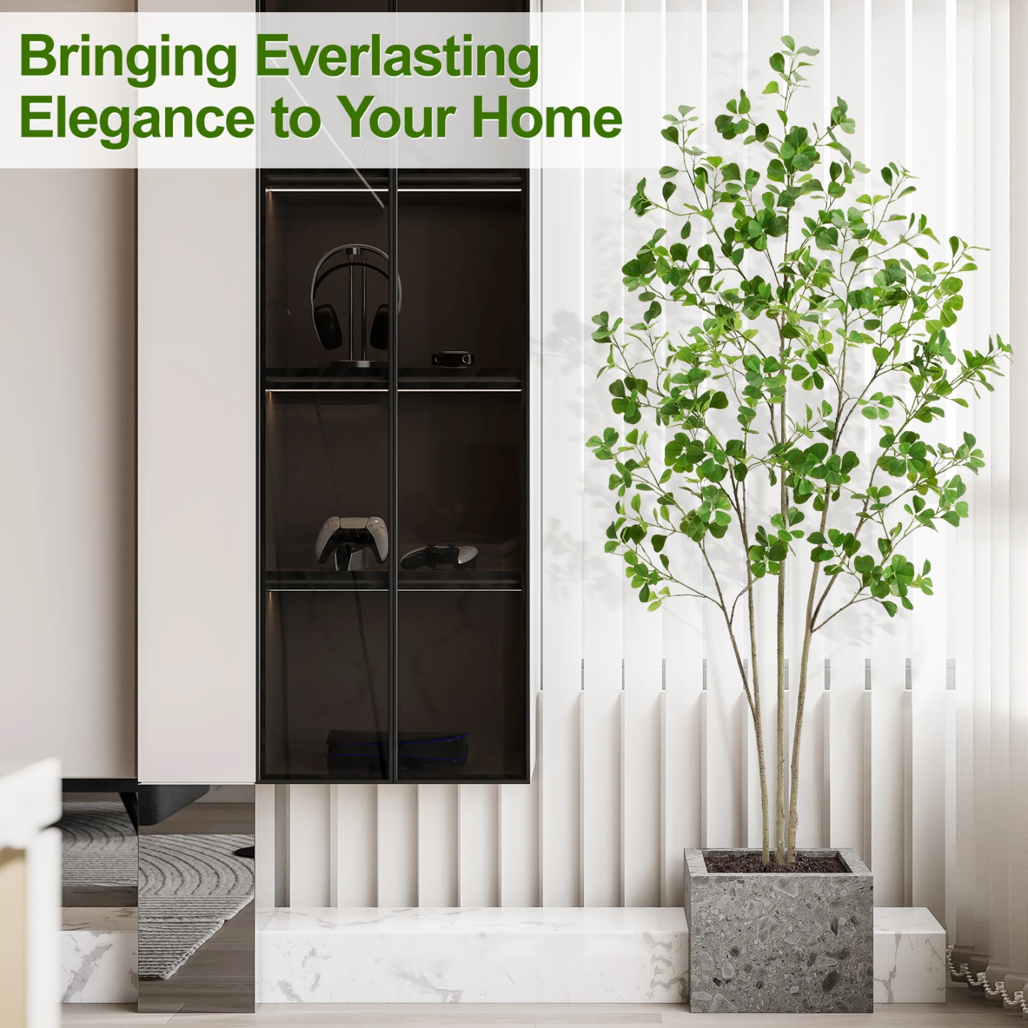 6ft Tall Artificial Ficus Tree(Umbellata), Large Fake Ficus Tree with Lifelike Leaves