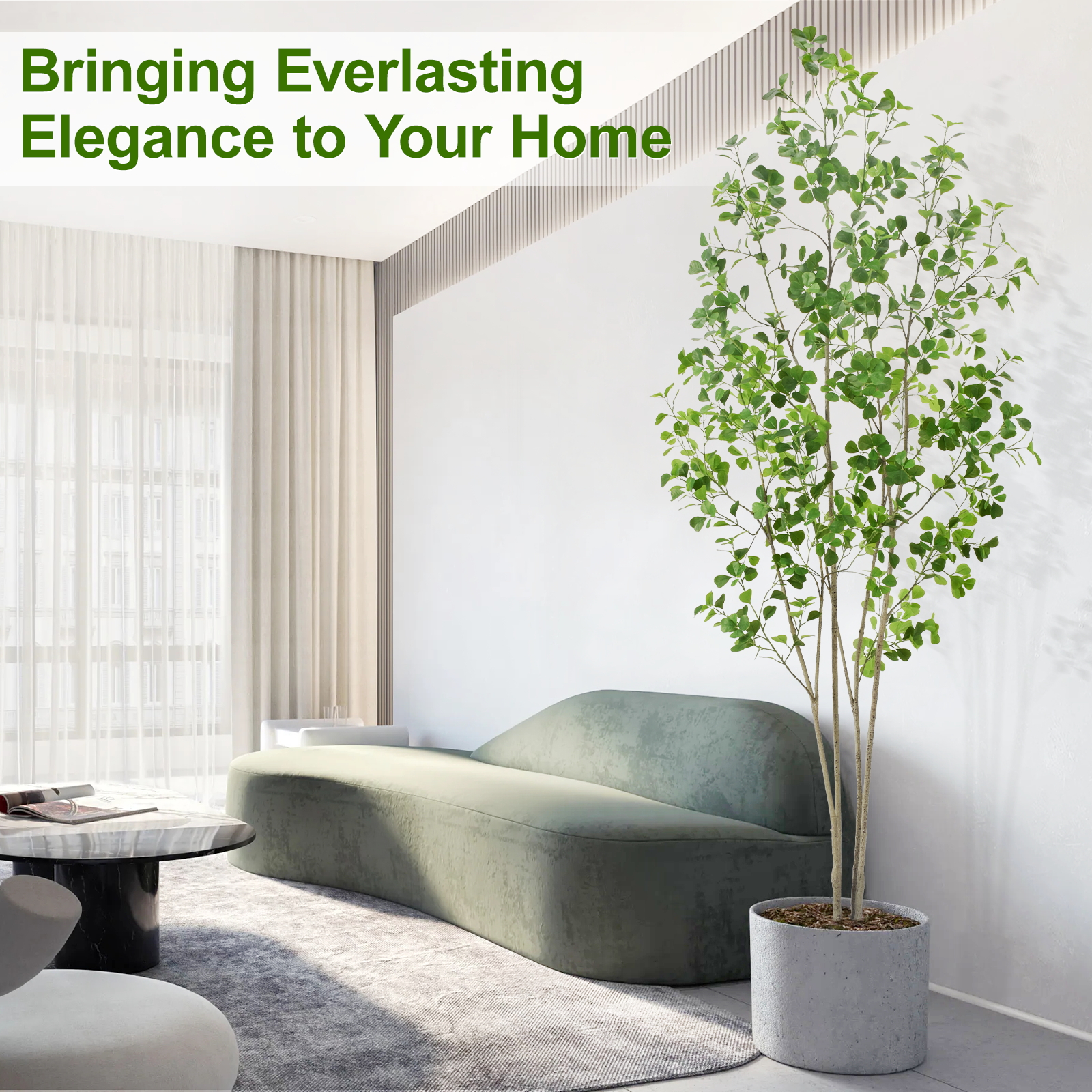 6ft Tall Artificial Ficus Tree(Umbellata), Large Fake Ficus Tree with Lifelike Leaves