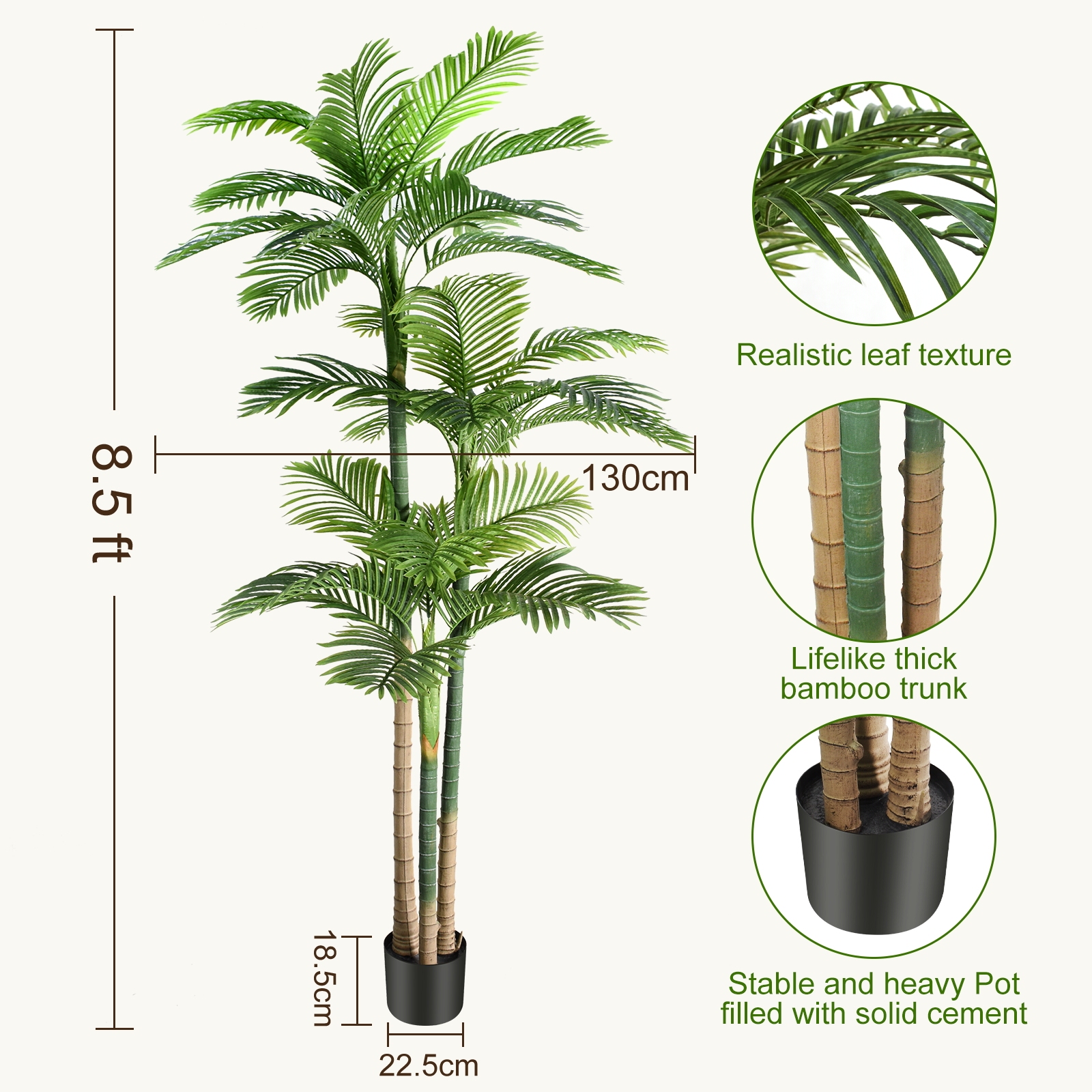 Keeplush 8.5ft Extra Tall Triple Golden Cane Palm Artificial Tree