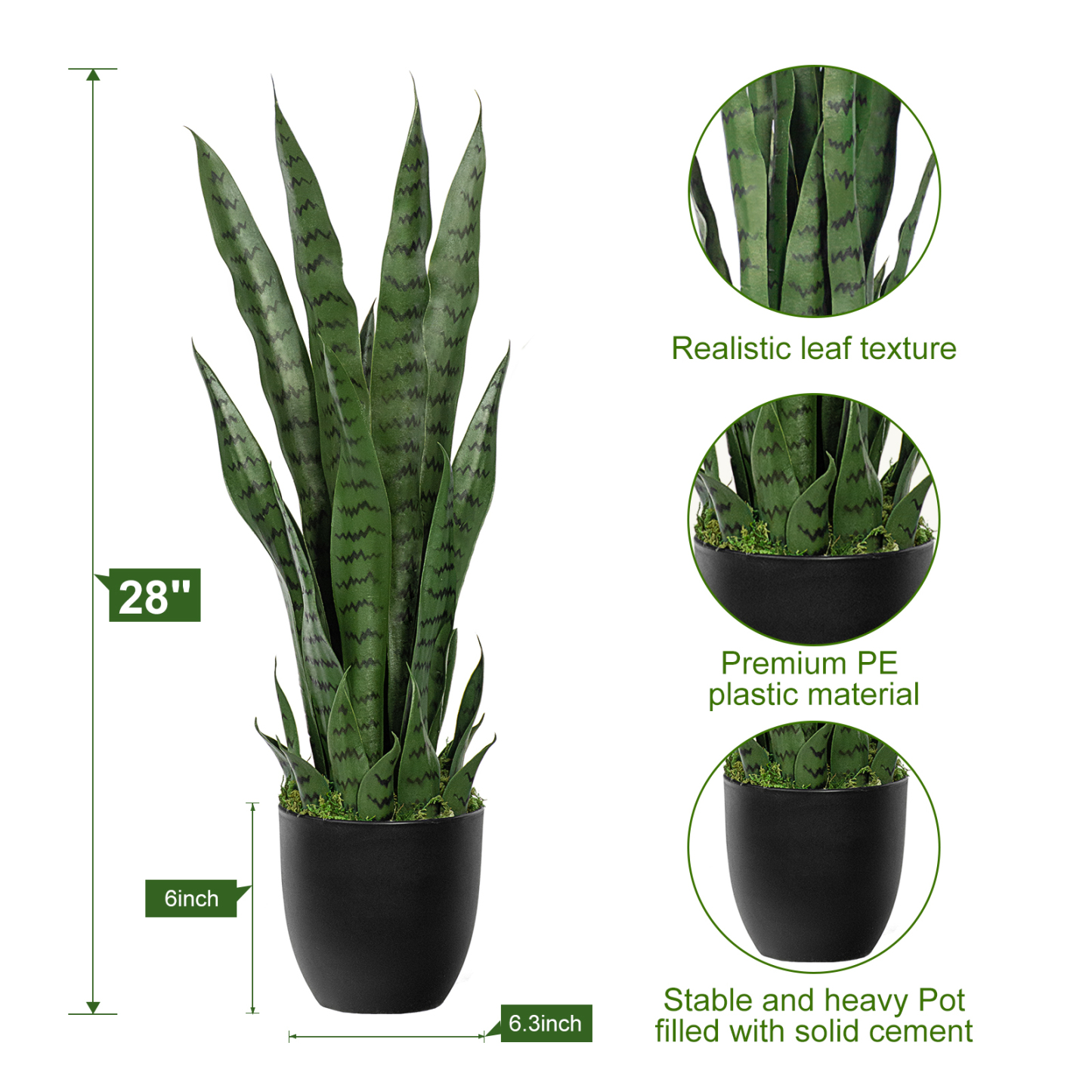 Keeplush Artificial Yellow Snake Plant – Tall Faux Floor Plant for Indoor & Outdoor, Fake Sansevieria Decor