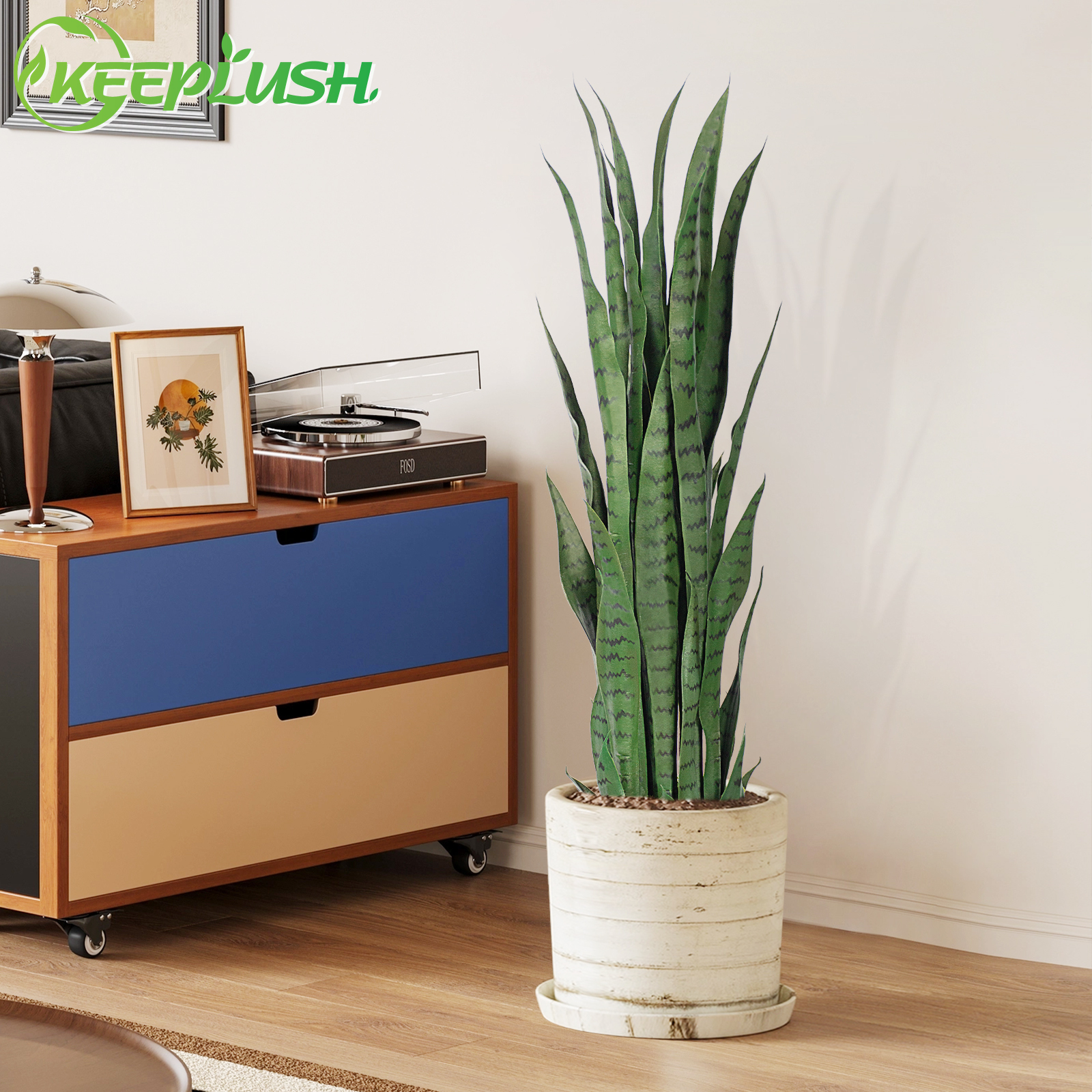 Keeplush Artificial Yellow Snake Plant – Tall Faux Floor Plant for Indoor & Outdoor, Fake Sansevieria Decor