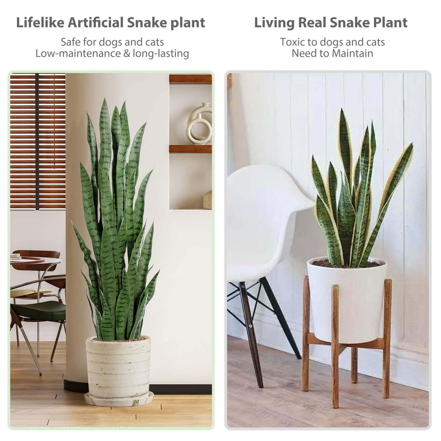 Keeplush Artificial Yellow Snake Plant – Tall Faux Floor Plant for Indoor & Outdoor, Fake Sansevieria Decor