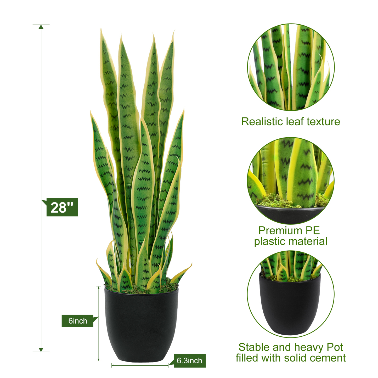 Keeplush Artificial Yellow Snake Plant – Tall Faux Floor Plant for Indoor & Outdoor, Fake Sansevieria Decor