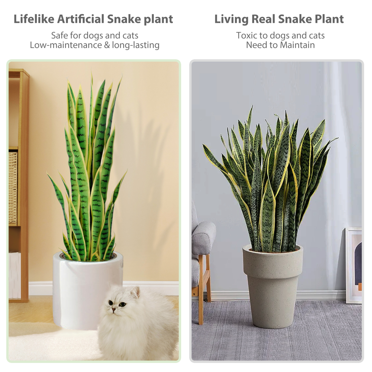 Keeplush Artificial Yellow Snake Plant – Tall Faux Floor Plant for Indoor & Outdoor, Fake Sansevieria Decor