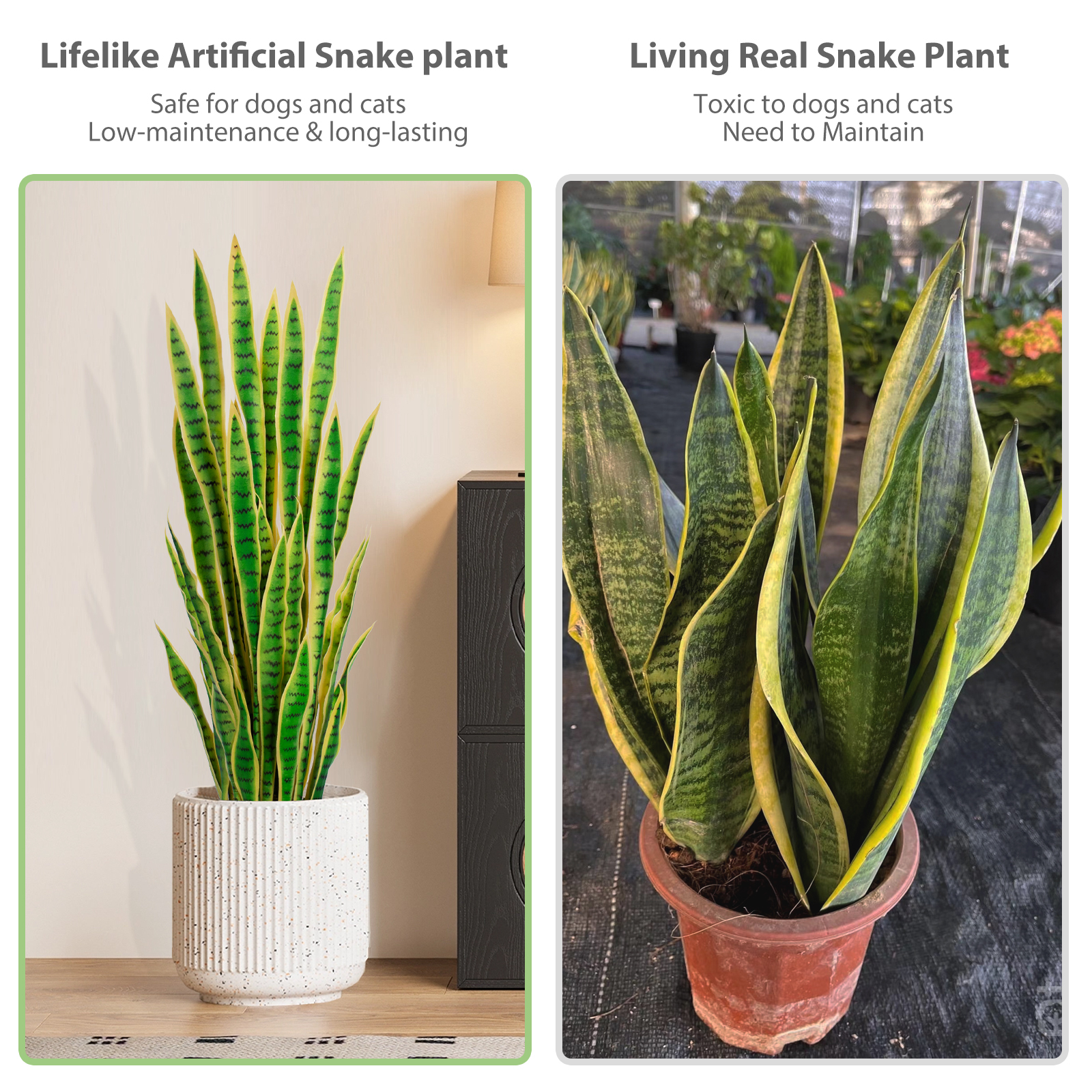 Keeplush Artificial Yellow Snake Plant – Tall Faux Floor Plant for Indoor & Outdoor, Fake Sansevieria Decor