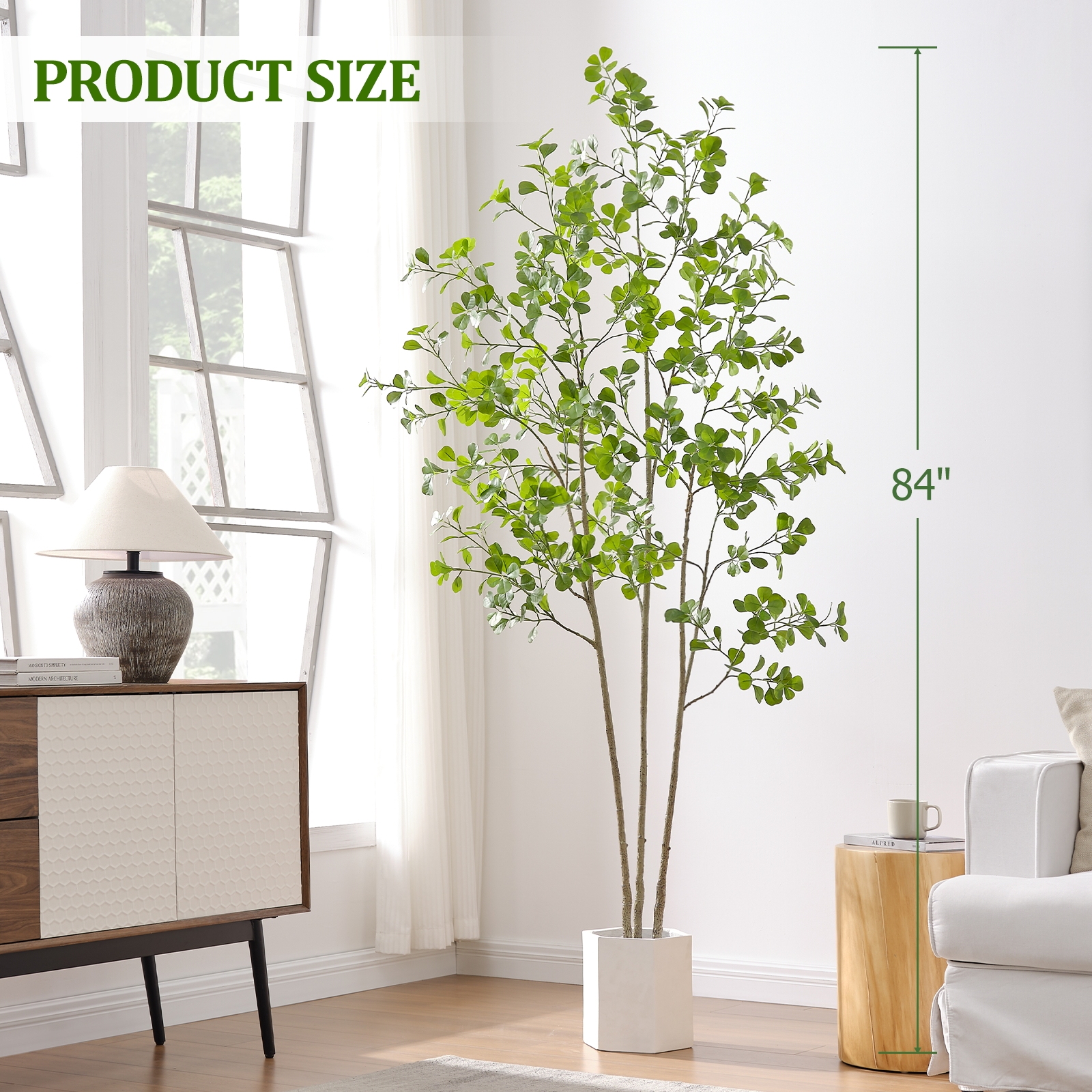 6ft Tall Artificial Ficus Tree(Umbellata), Large Fake Ficus Tree with Lifelike Leaves