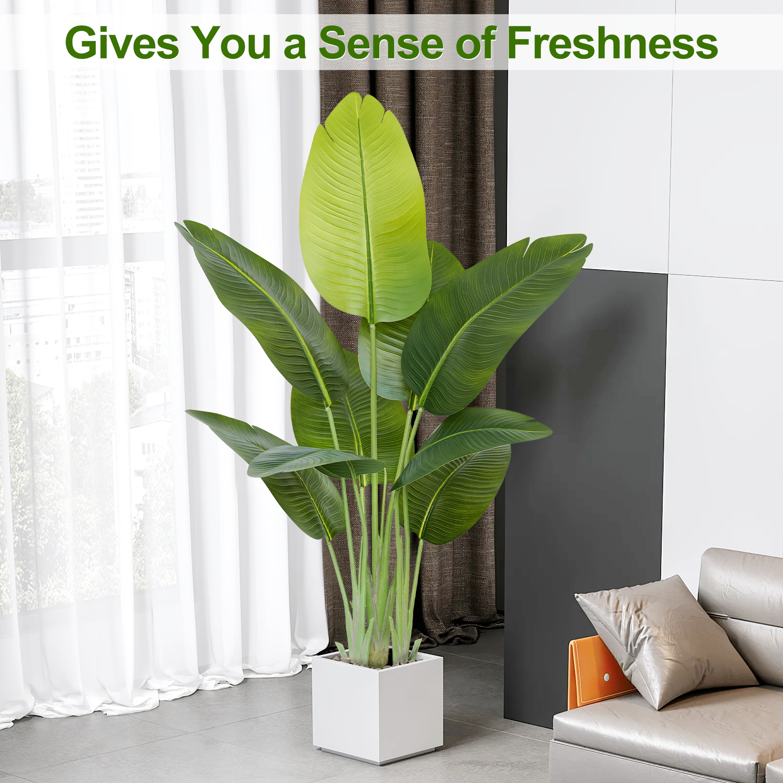 Keeplush Lifelike Bird of Paradise Artificial Plant,6ft Faux Banana Leaf Tree