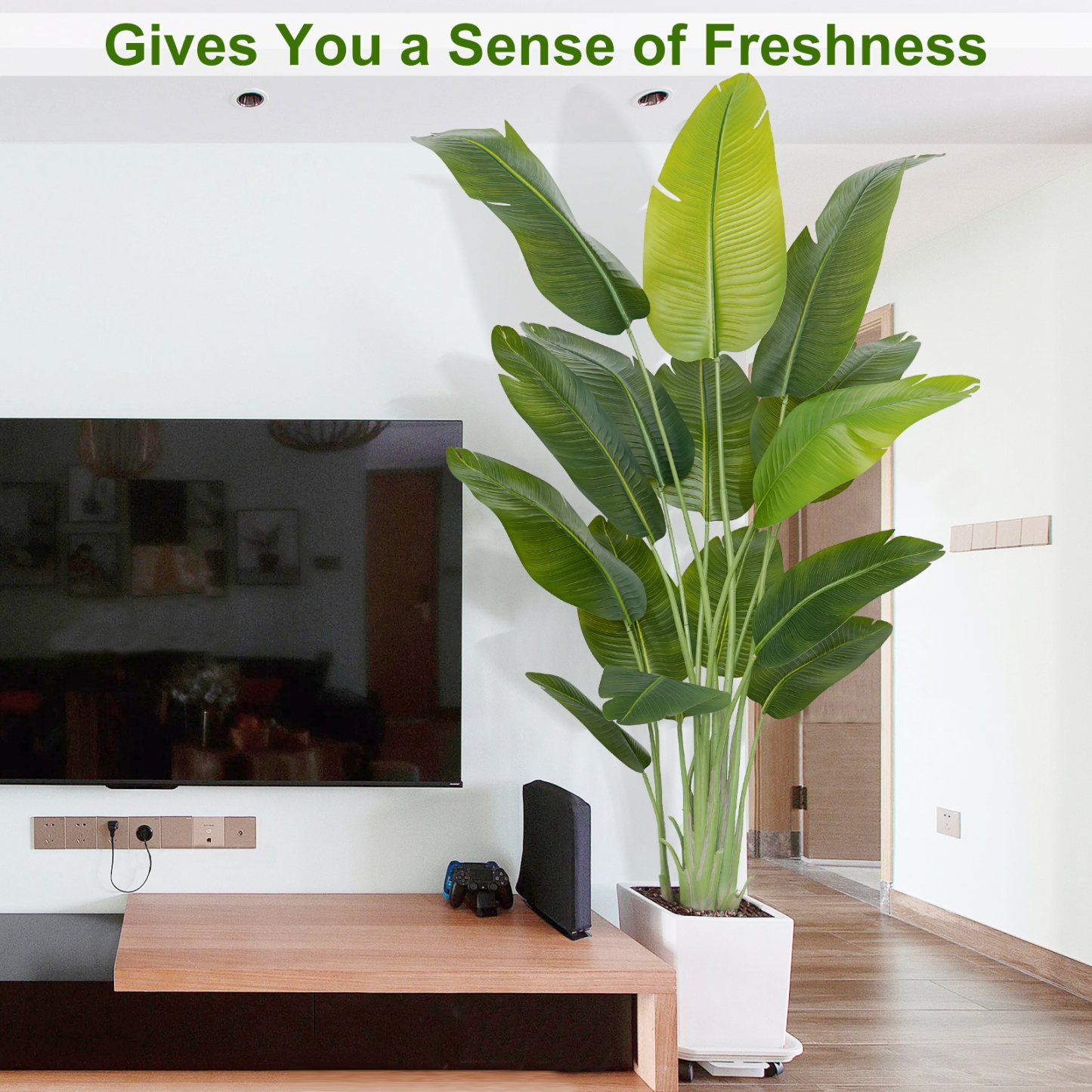 Keeplush Lifelike Bird of Paradise Artificial Plant,6ft Faux Banana Leaf Tree