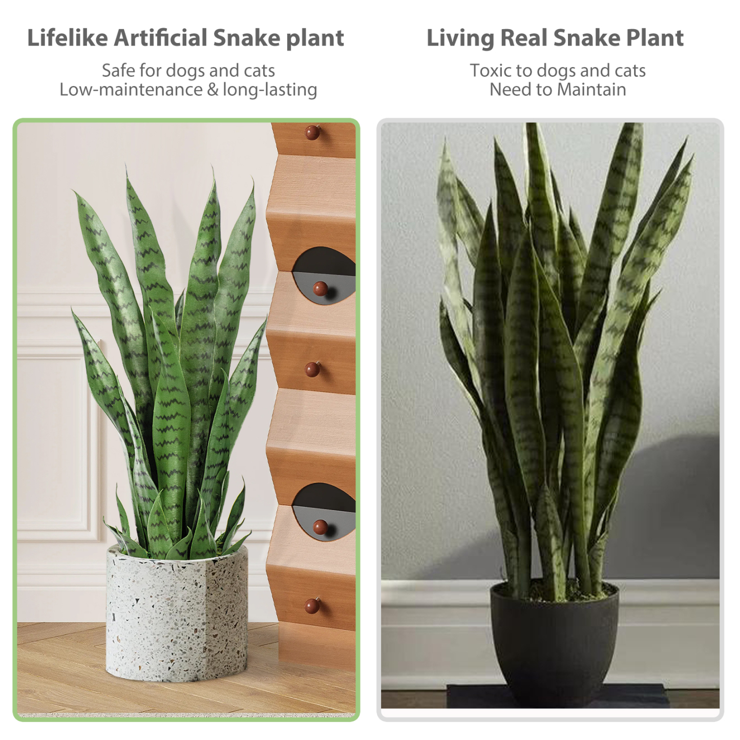 Keeplush Artificial Yellow Snake Plant – Tall Faux Floor Plant for Indoor & Outdoor, Fake Sansevieria Decor