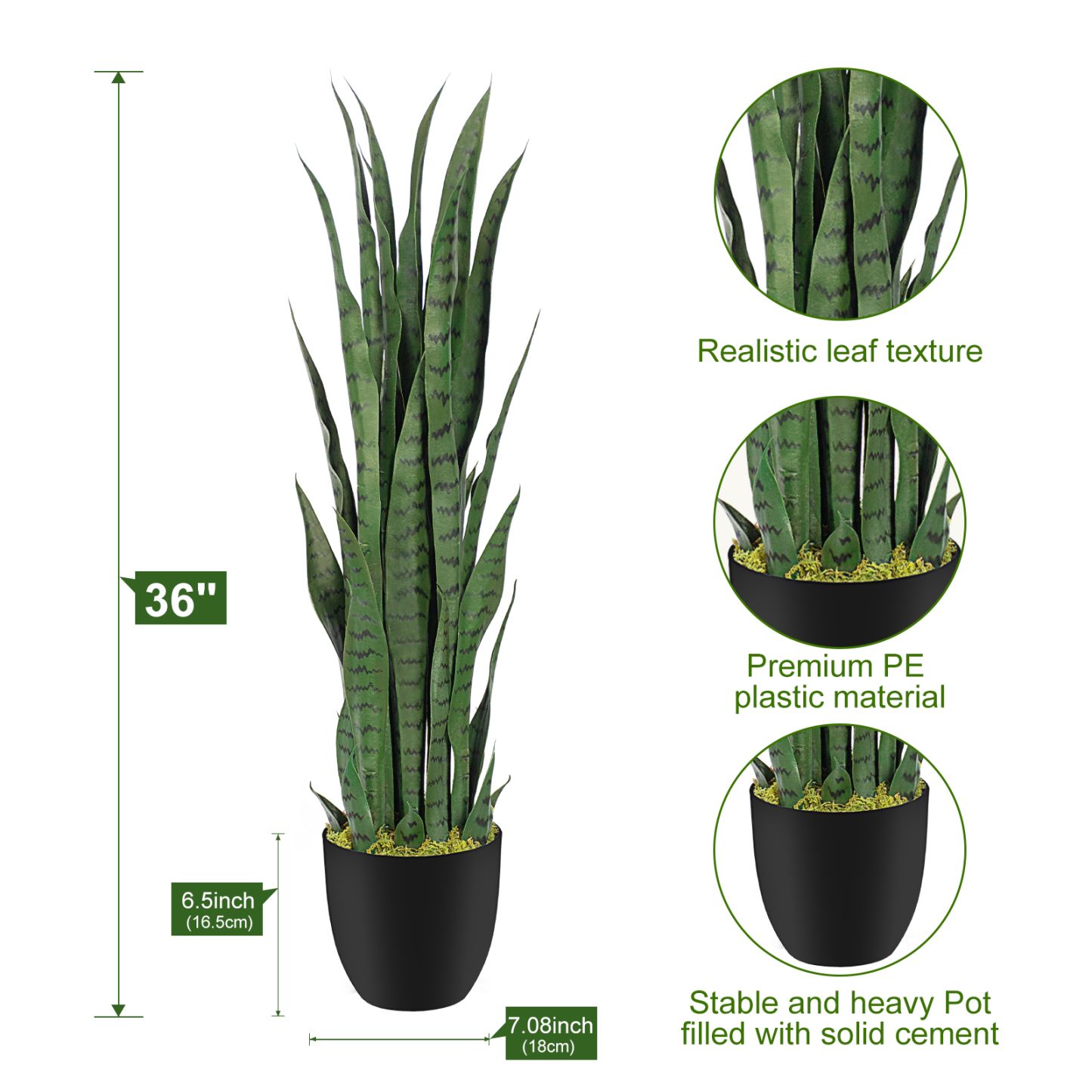 Keeplush Artificial Yellow Snake Plant – Tall Faux Floor Plant for Indoor & Outdoor, Fake Sansevieria Decor