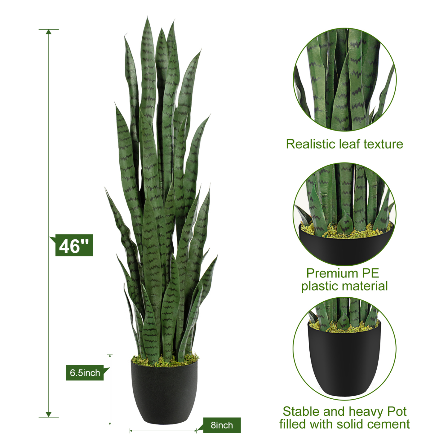 Keeplush Artificial Yellow Snake Plant – Tall Faux Floor Plant for Indoor & Outdoor, Fake Sansevieria Decor