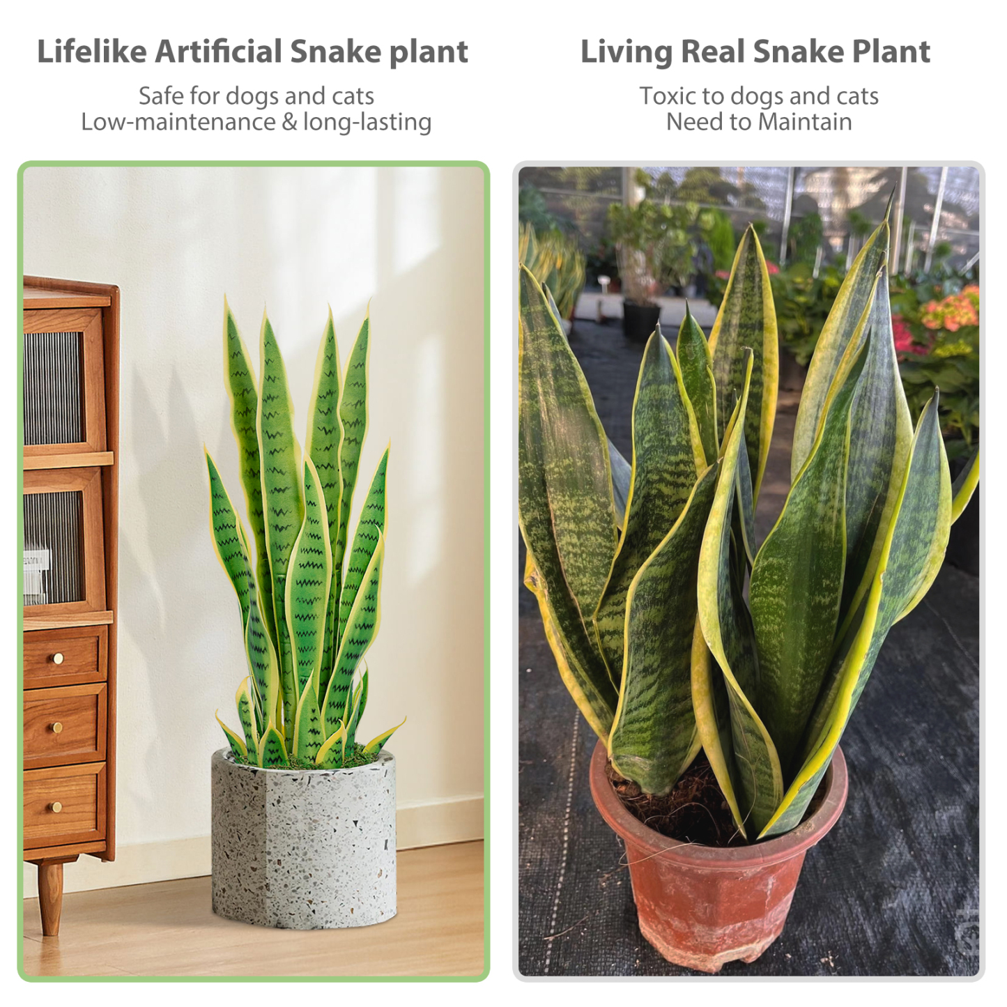 Keeplush Artificial Yellow Snake Plant – Tall Faux Floor Plant for Indoor & Outdoor, Fake Sansevieria Decor