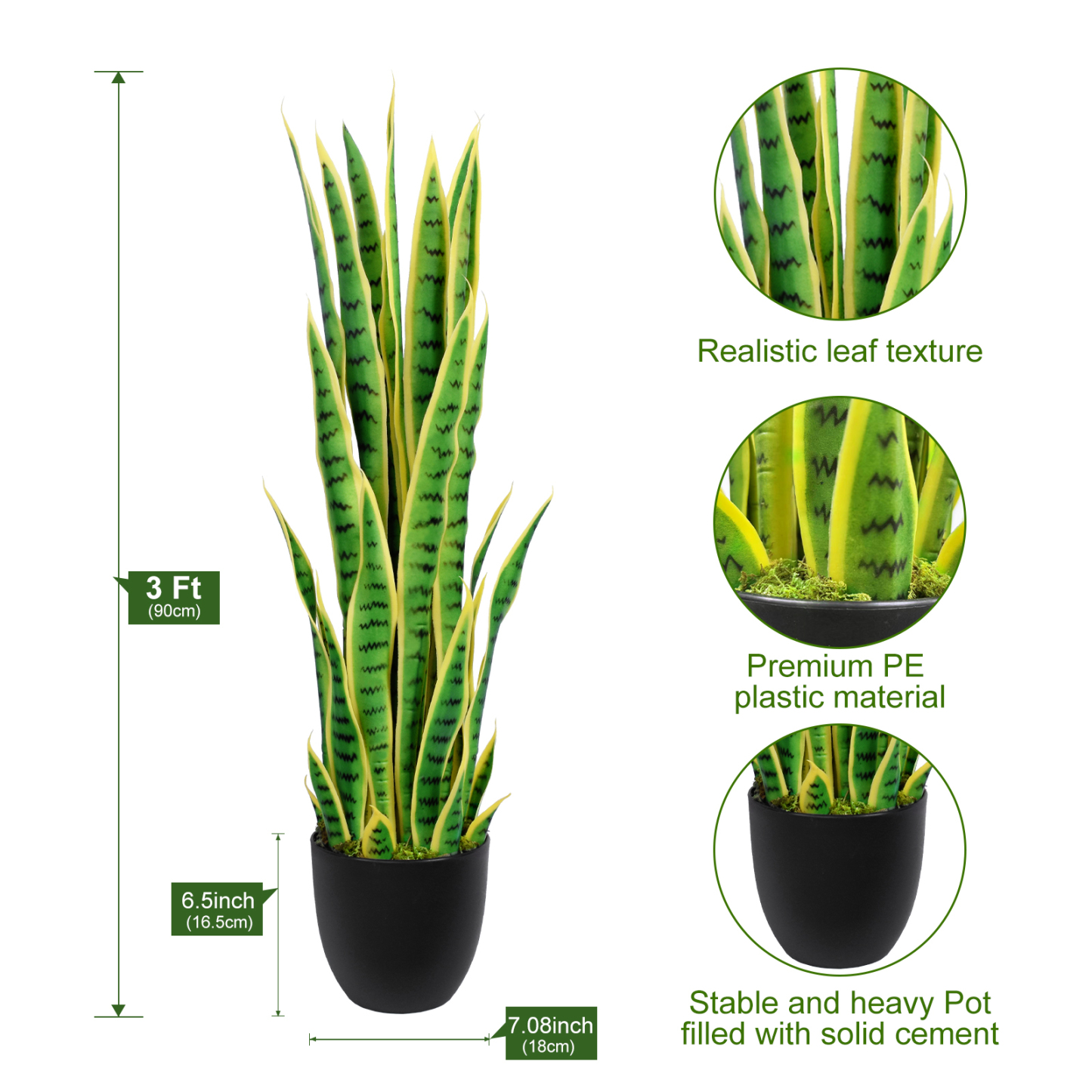 Keeplush Artificial Yellow Snake Plant – Tall Faux Floor Plant for Indoor & Outdoor, Fake Sansevieria Decor